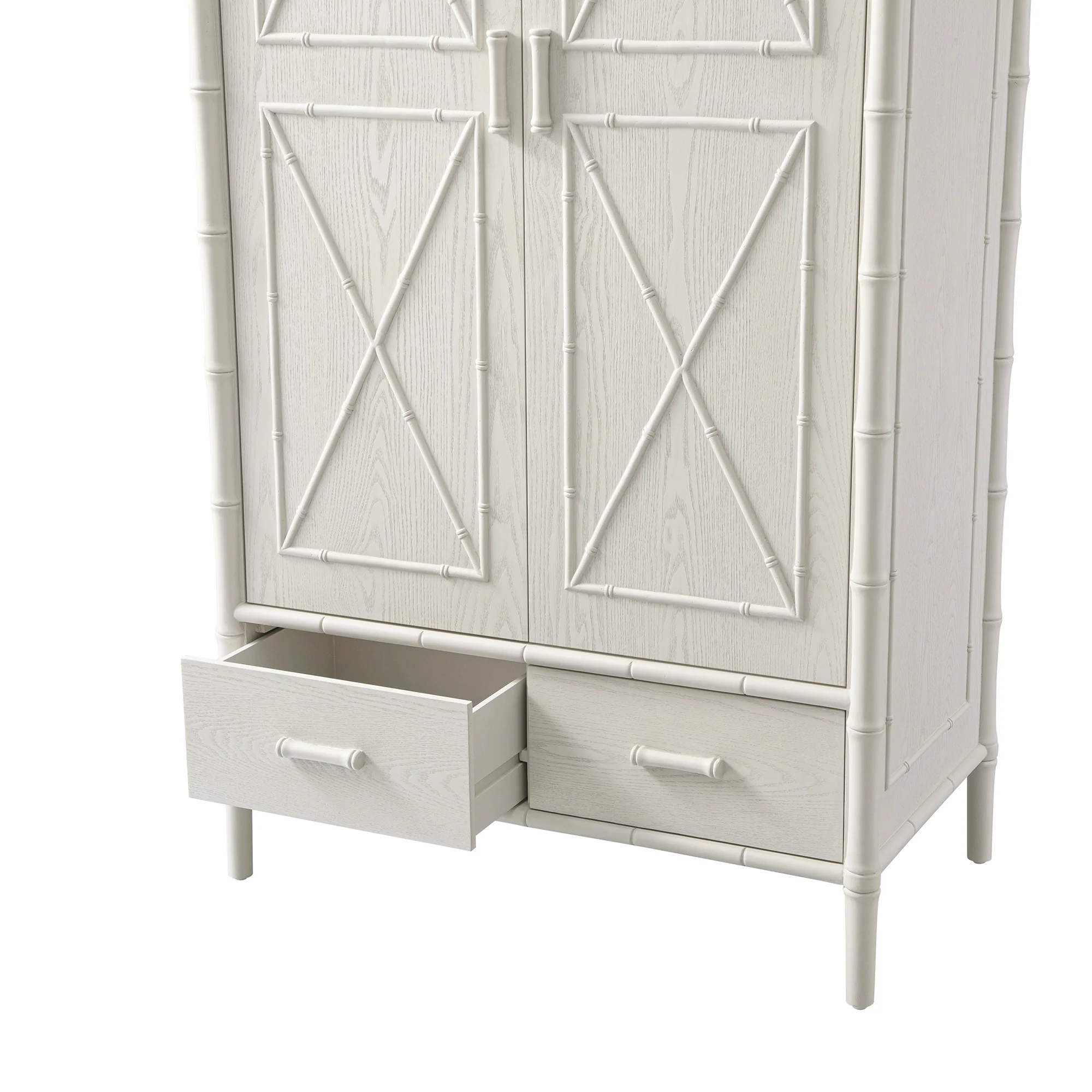Elstowe Faux Bamboo Double Wardrobe, Shaded White - Image 16