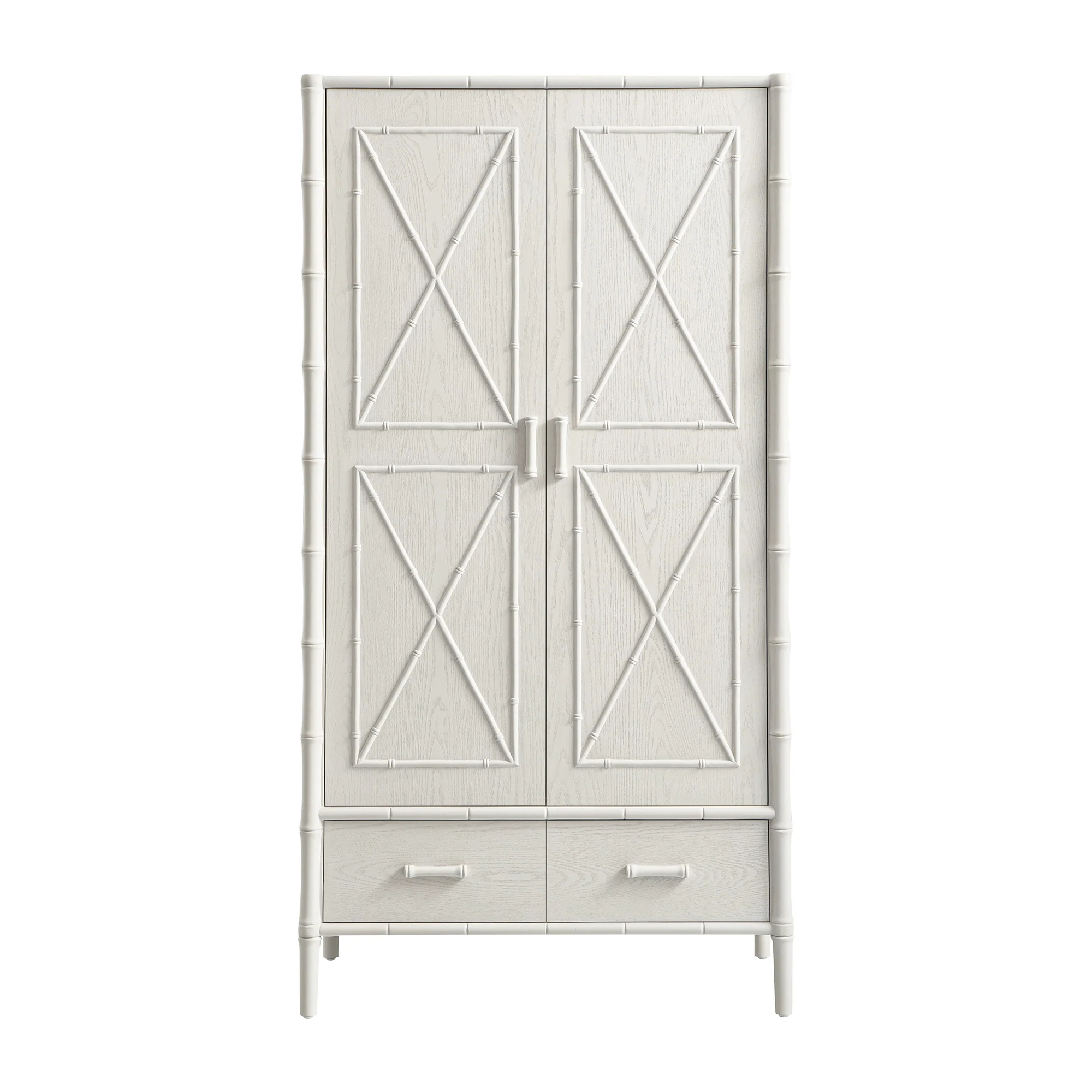Elstowe Faux Bamboo Double Wardrobe, Shaded White - Image 8