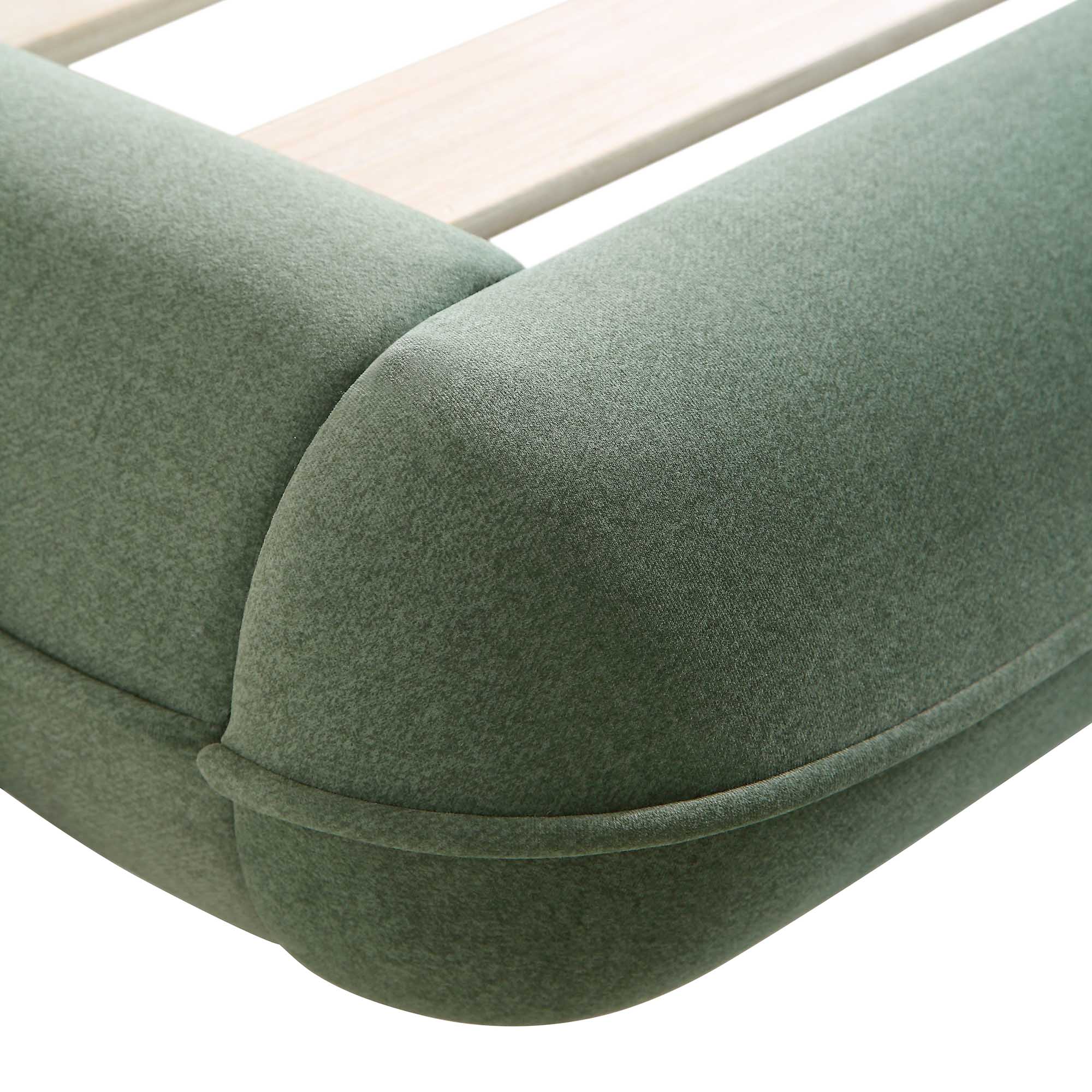 Elystan Oval Headboard Upholstered Bed, Olive Green Fabric - Image 12