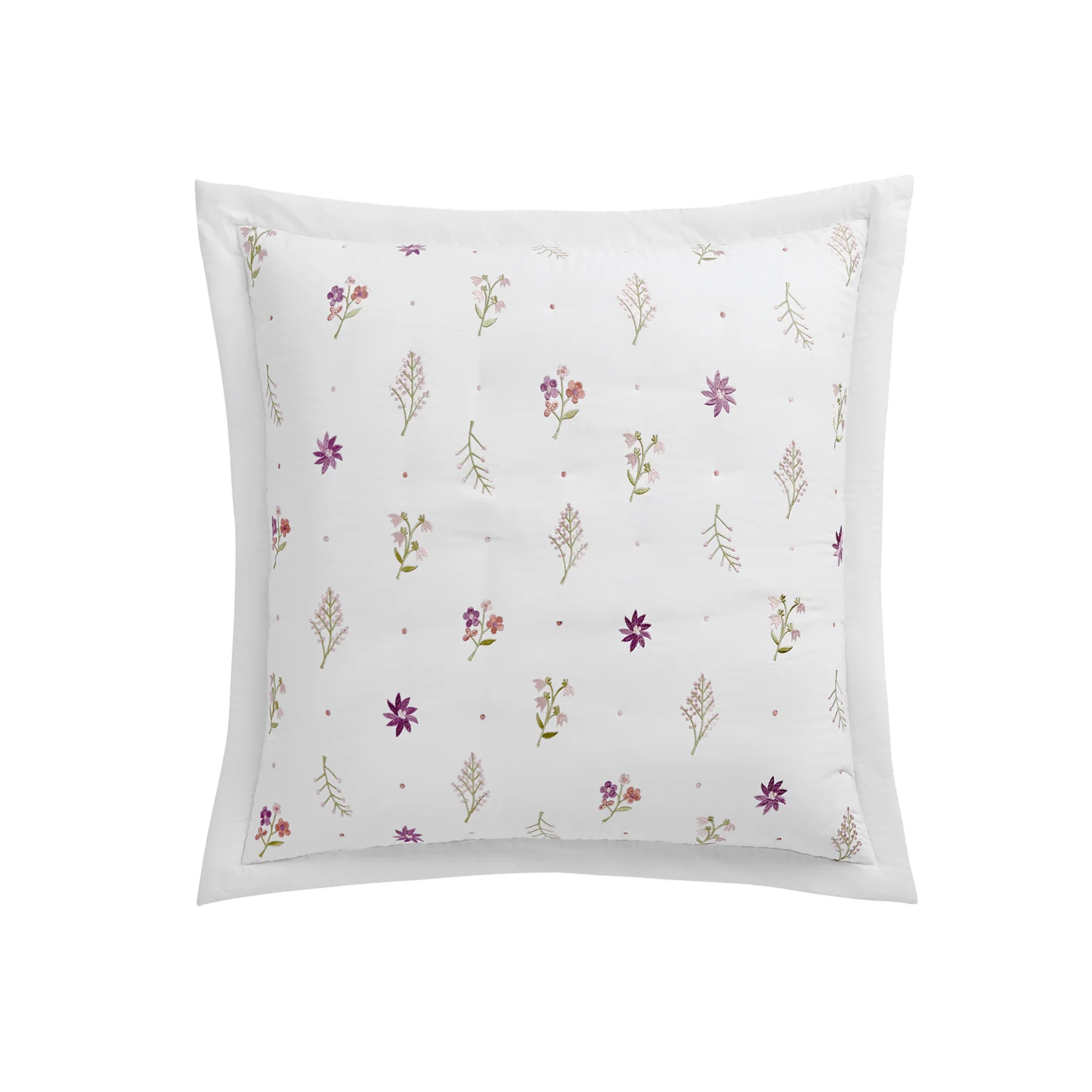 Evelyn Wildflower Embroidered 300 Thread Count Cotton Percale Continental Square Pillowcases - Pair - Image 4