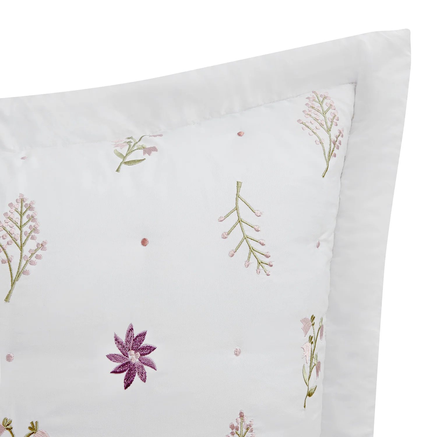 Evelyn Wildflower Embroidered 300 Thread Count Cotton Percale Continental Square Pillowcases - Pair - Image 5