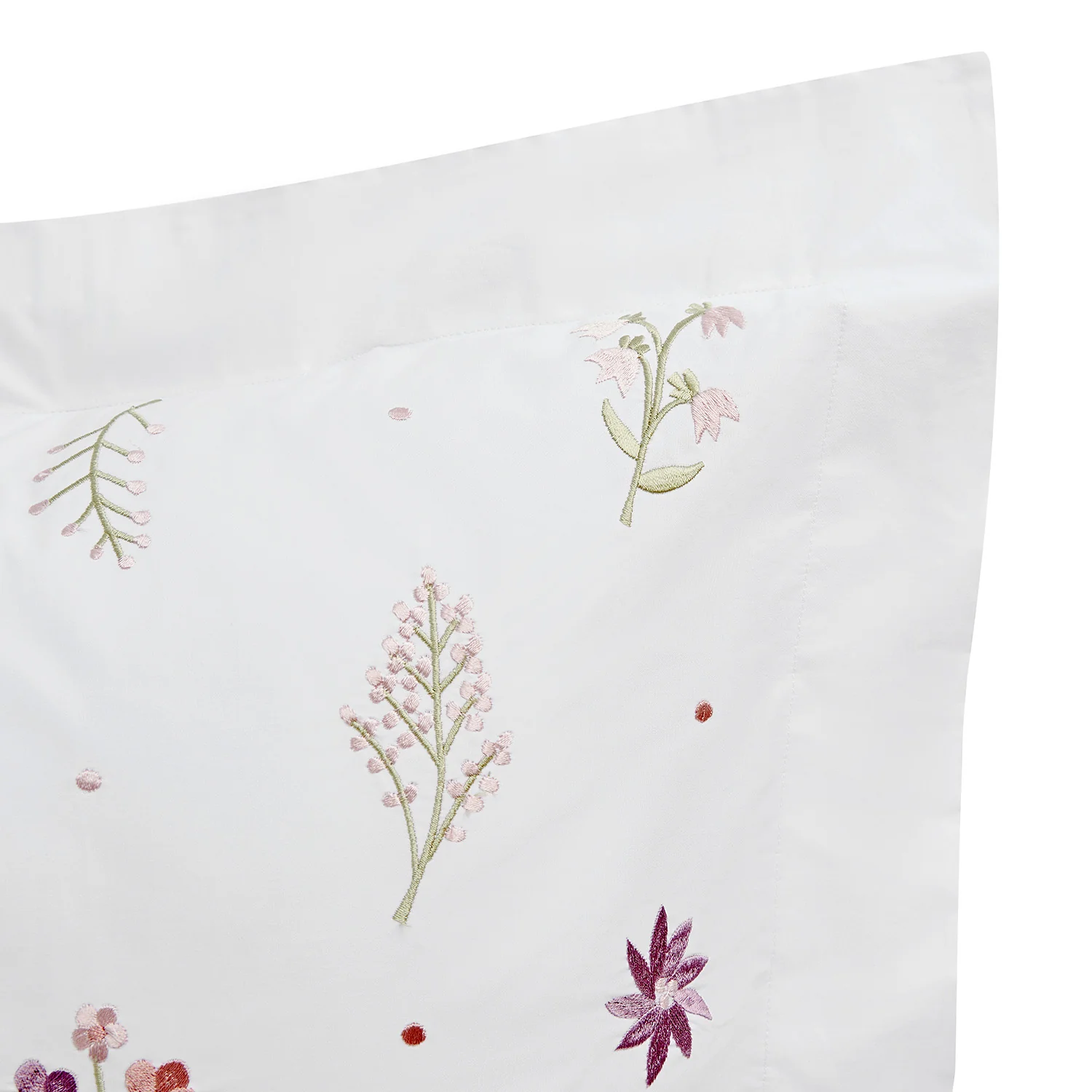 Evelyn Wildflower Embroidered 300 Thread Count Cotton Percale King Size Oxford Pillowcases - Pair - Image 6