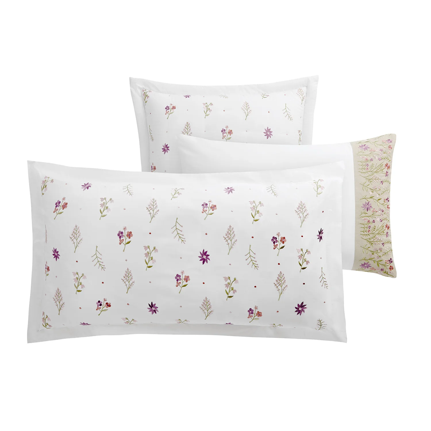 Evelyn Wildflower Embroidered 300 Thread Count Cotton Percale Regular Pillowcases - Pair - Image 6