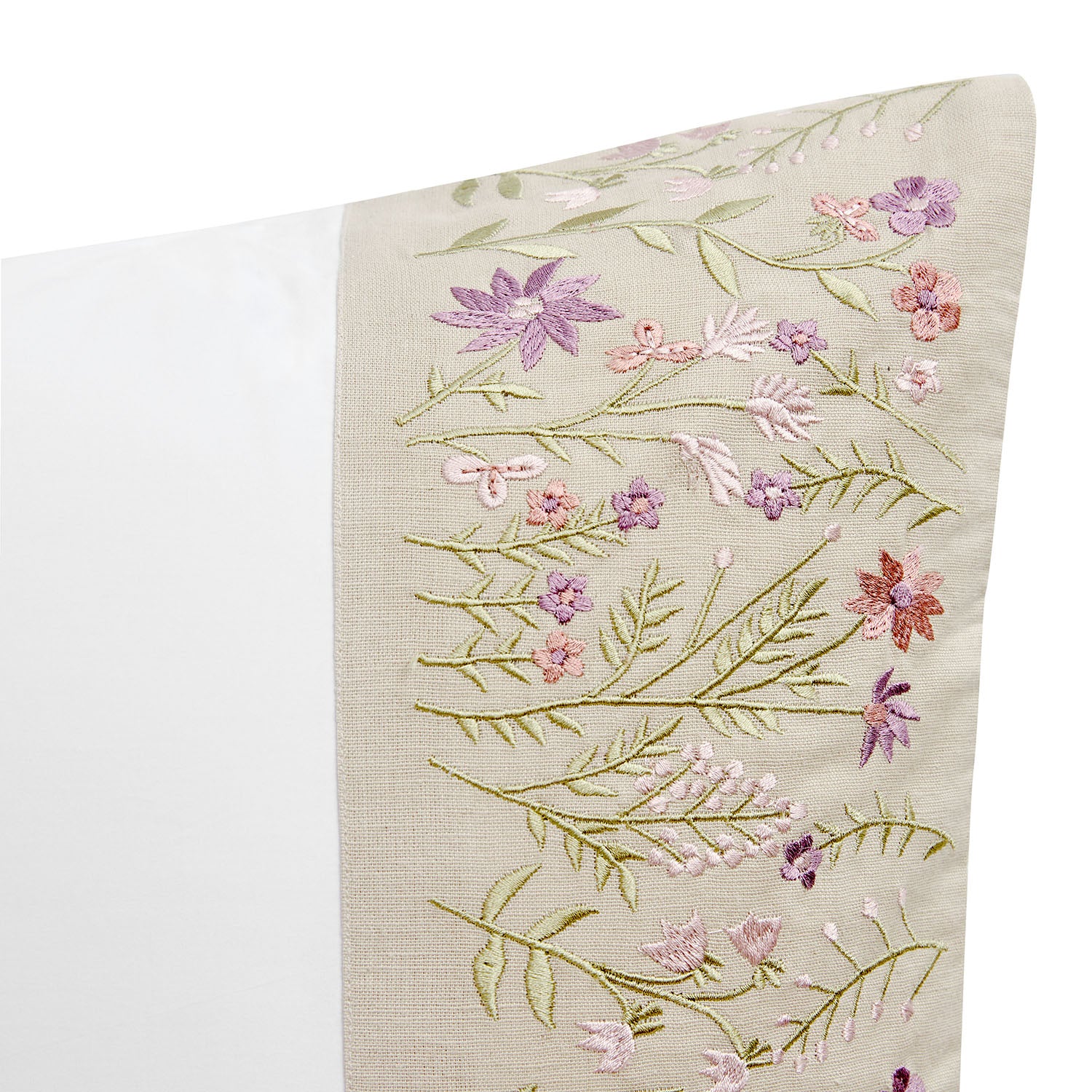 Evelyn Wildflower Embroidered 300 Thread Count Cotton Percale Regular Pillowcases - Pair - Image 7