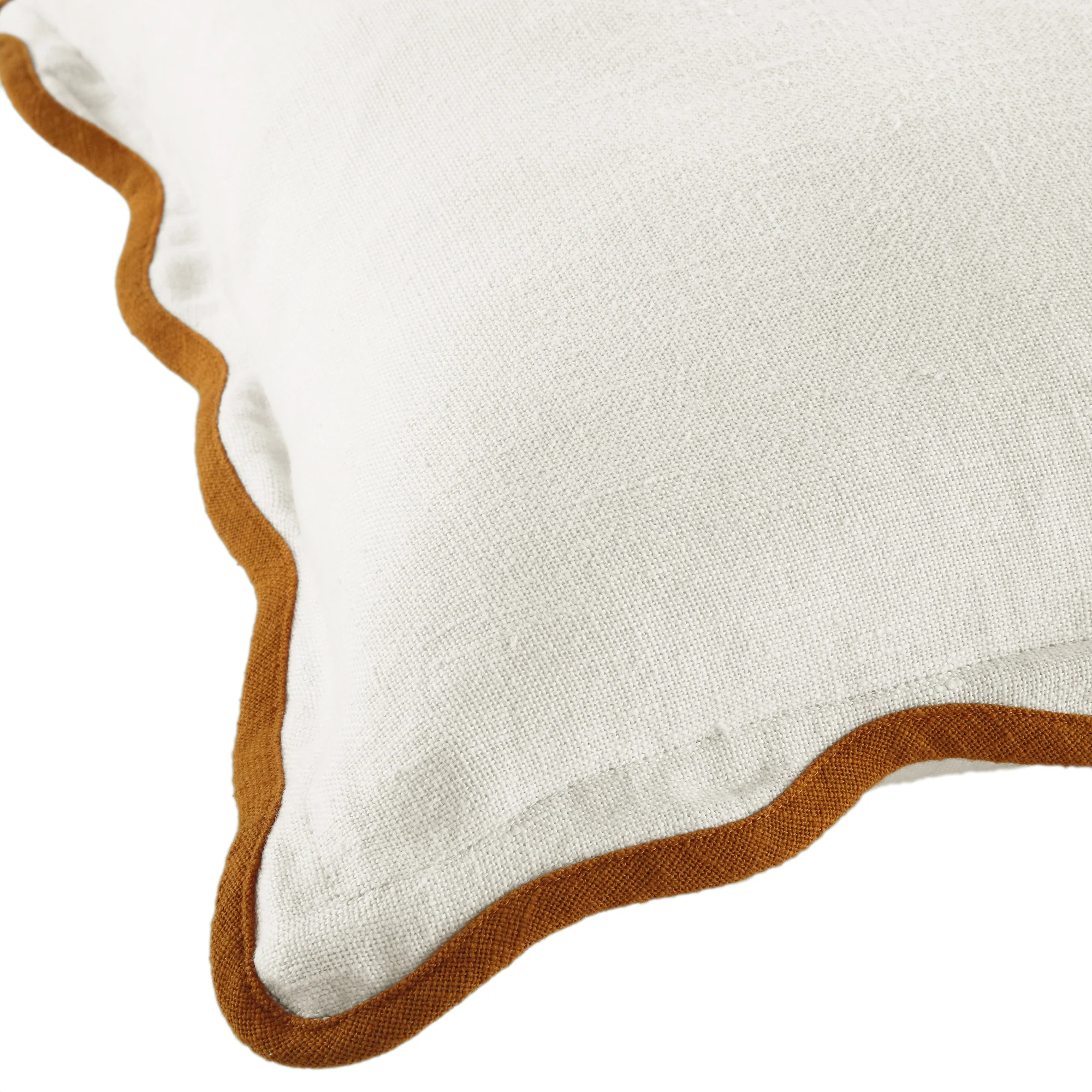Evie Linen Butterscotch Scalloped Square Cushion - Image 3