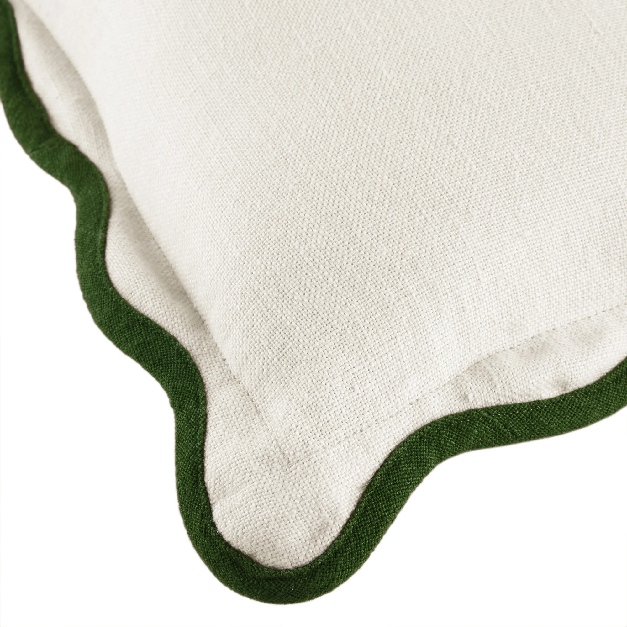 Evie Linen Cedar Green Scalloped Rectangular Cushion - Image 2