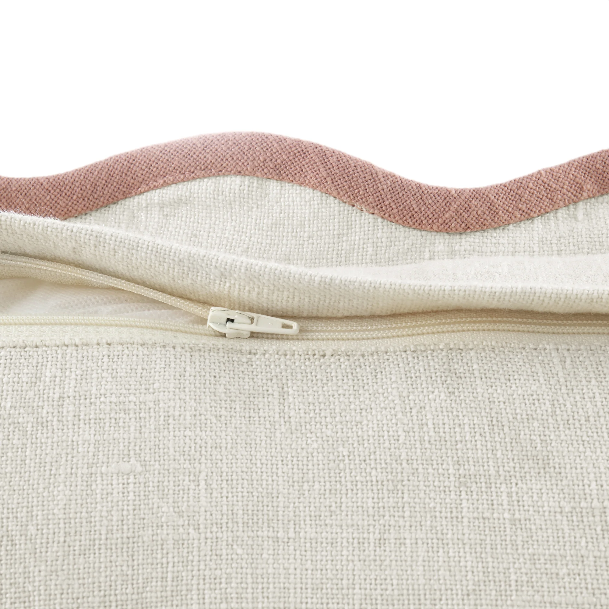 Evie Linen Dusky Pink Scalloped Rectangular Cushion - Image 7