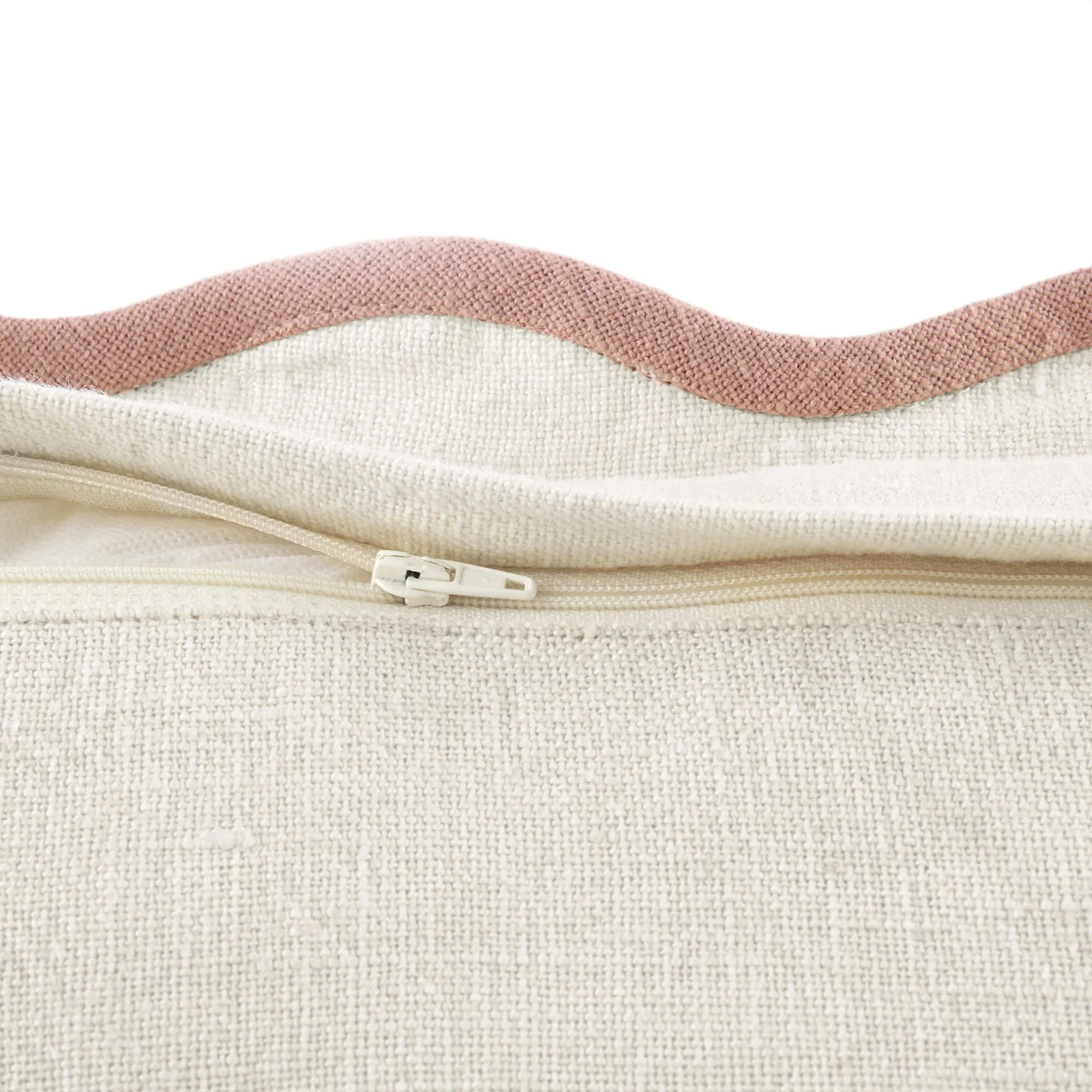 Evie Linen Dusky Pink Scalloped Square Cushion - Image 4