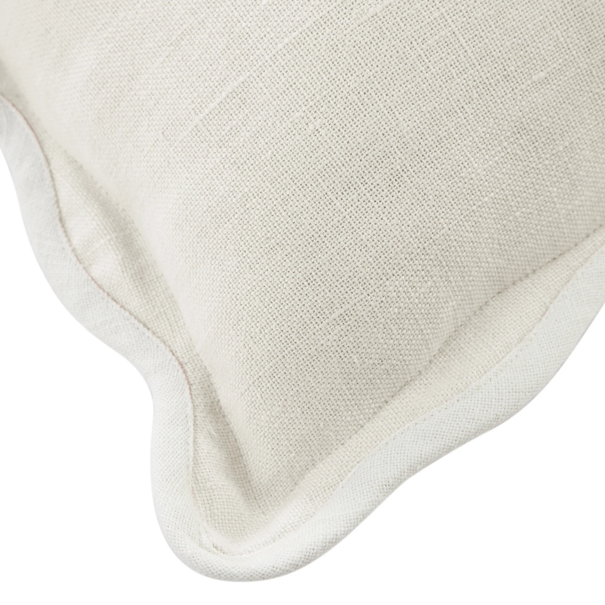 Evie Linen Powder White Scalloped Rectangular Cushion - Image 3