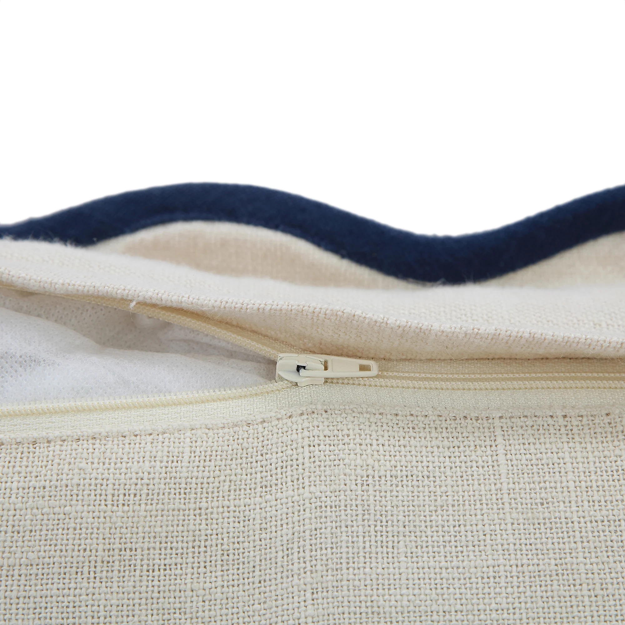 Evie Linen Prussian Blue Scalloped Square Cushion - Image 4