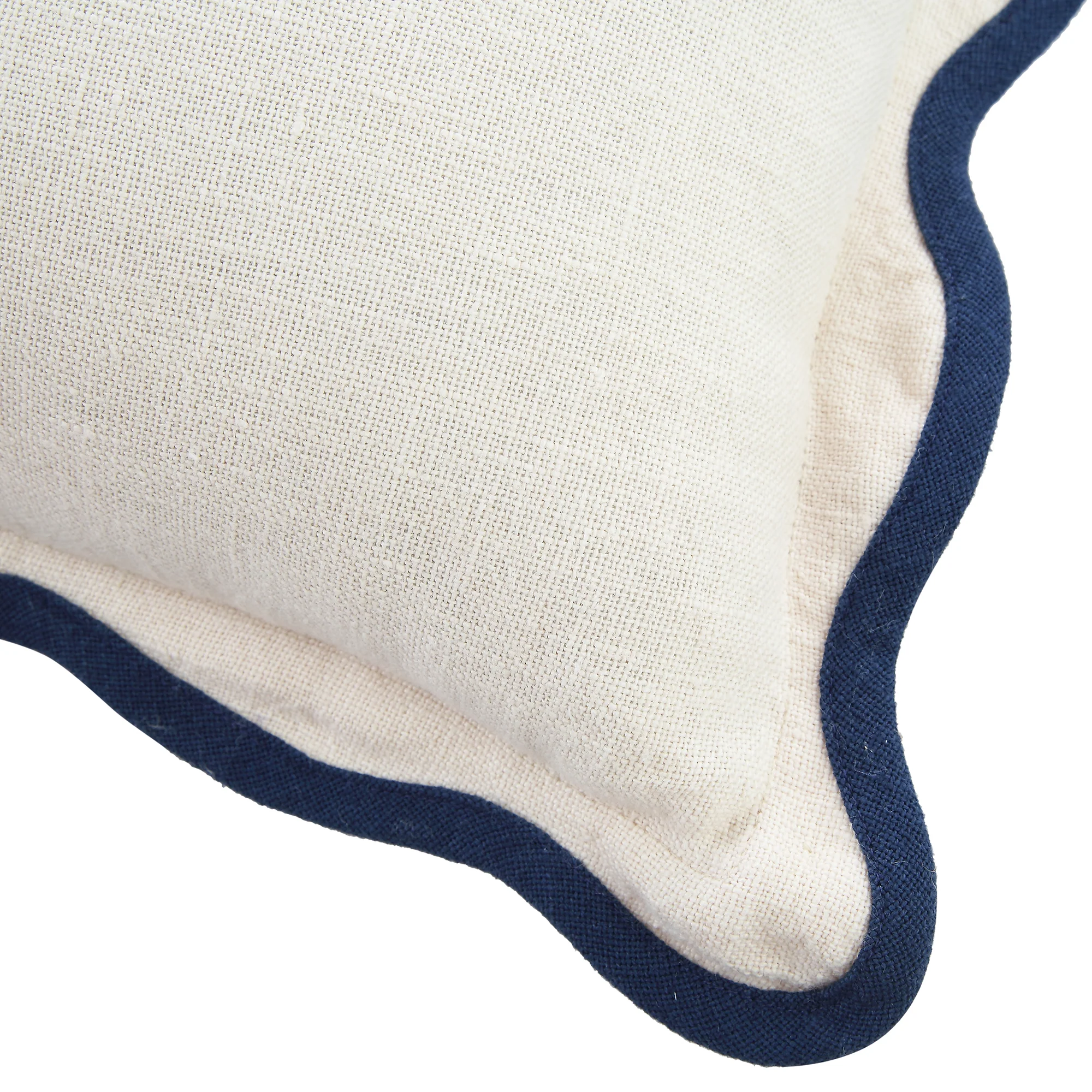 Evie Linen Prussian Blue Scalloped Rectangular Cushion - Image 4