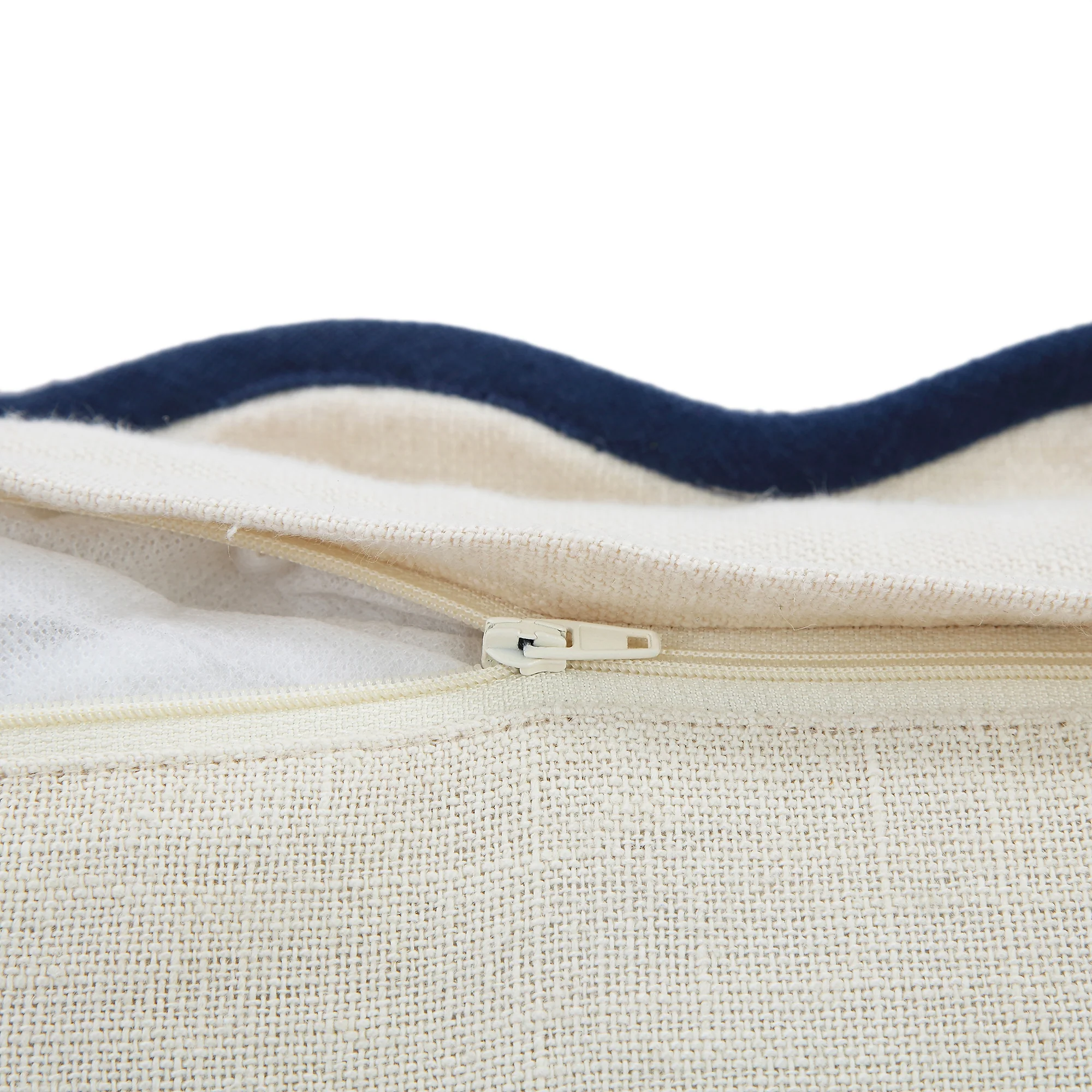 Evie Linen Prussian Blue Scalloped Rectangular Cushion - Image 5