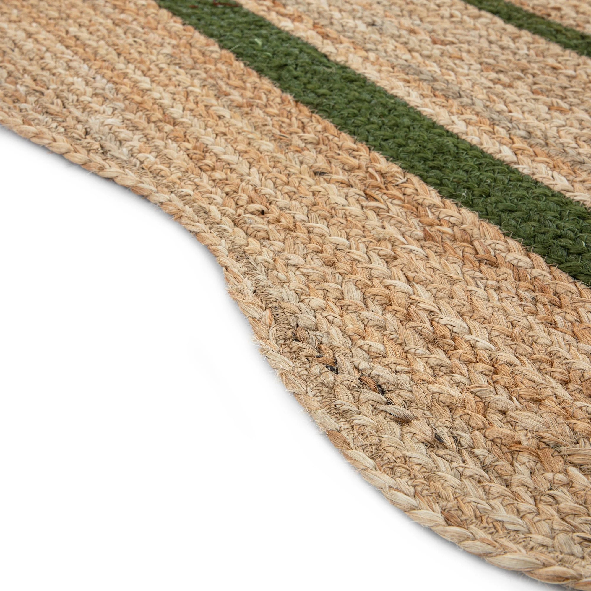 Evie Hand Braided Jute Scallop Green Border Rectangular Rug - Image 8