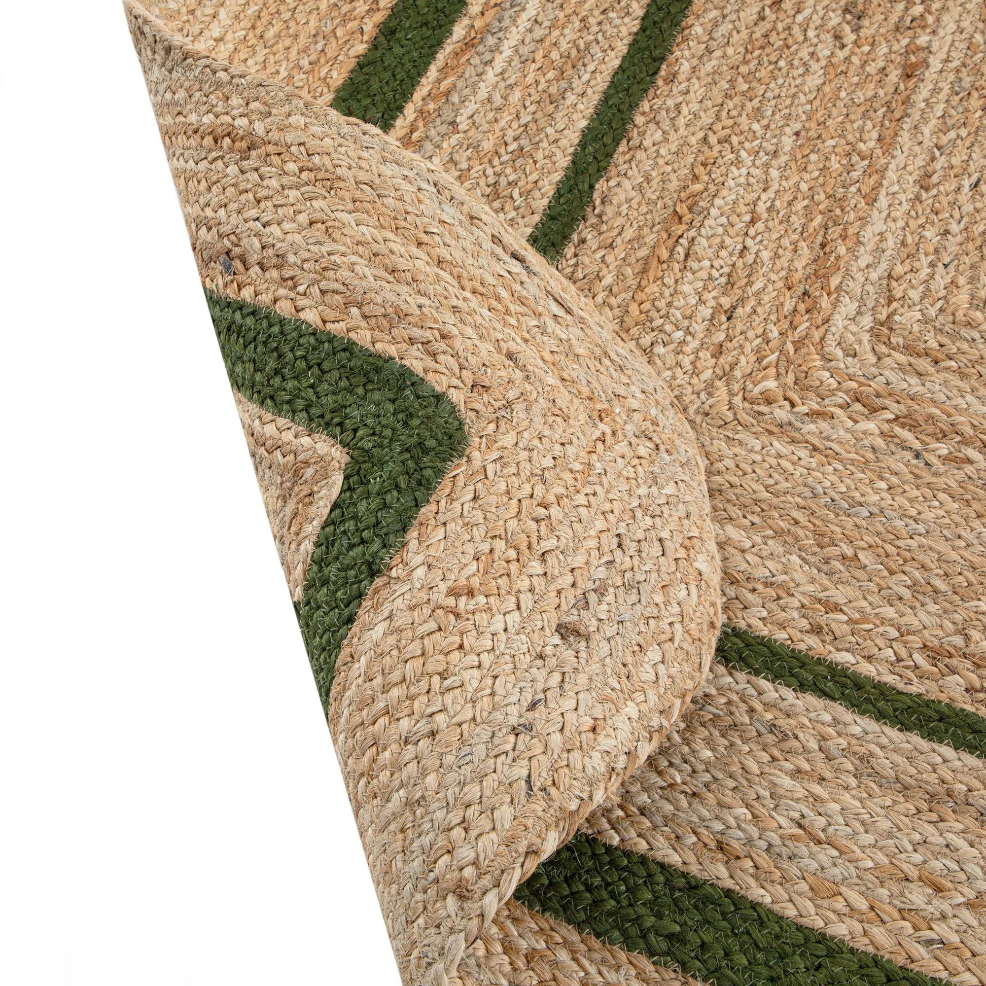 Evie Hand Braided Jute Scallop Green Border Rectangular Rug - Image 9