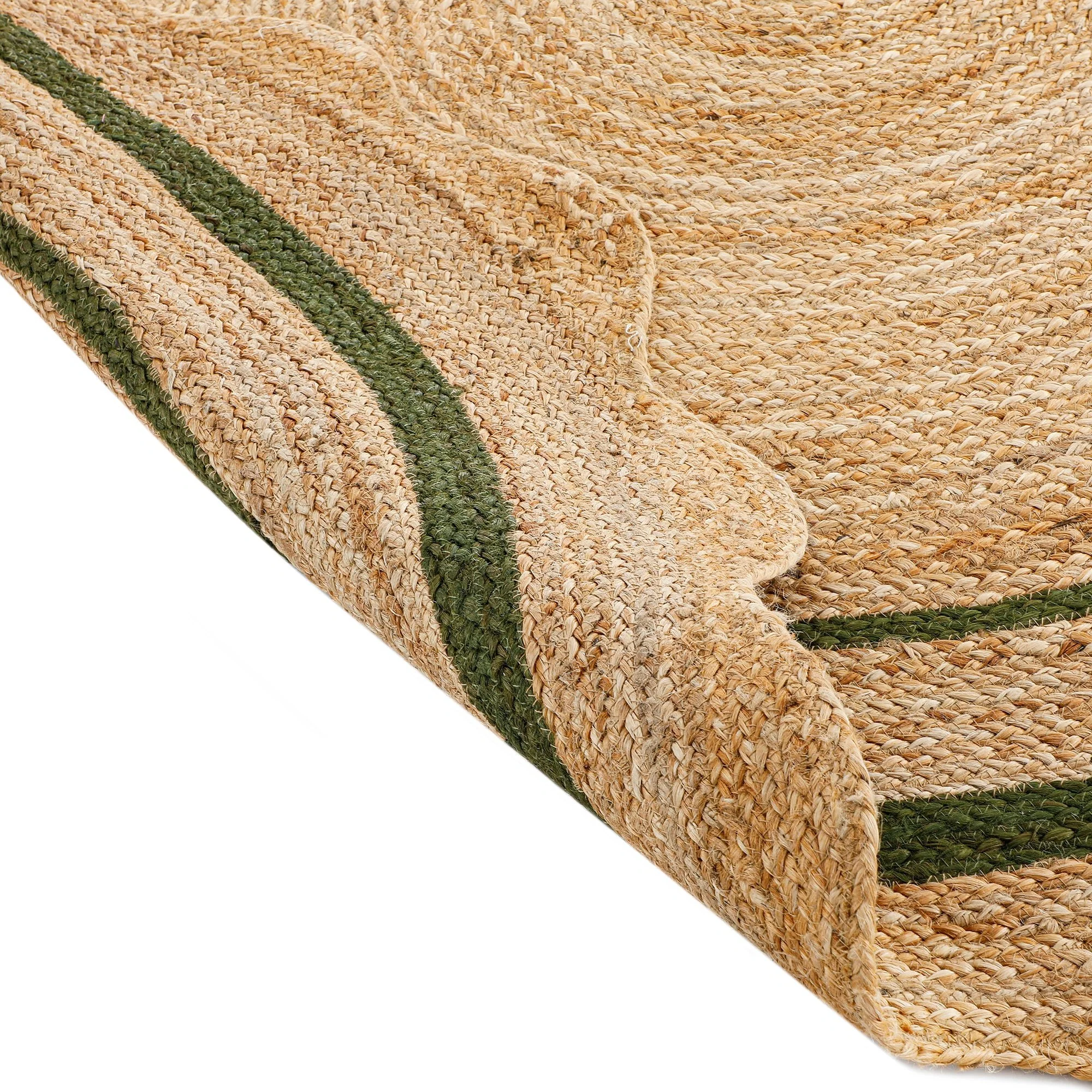 Evie Hand Braided Jute Scallop Green Round Rug - Image 6
