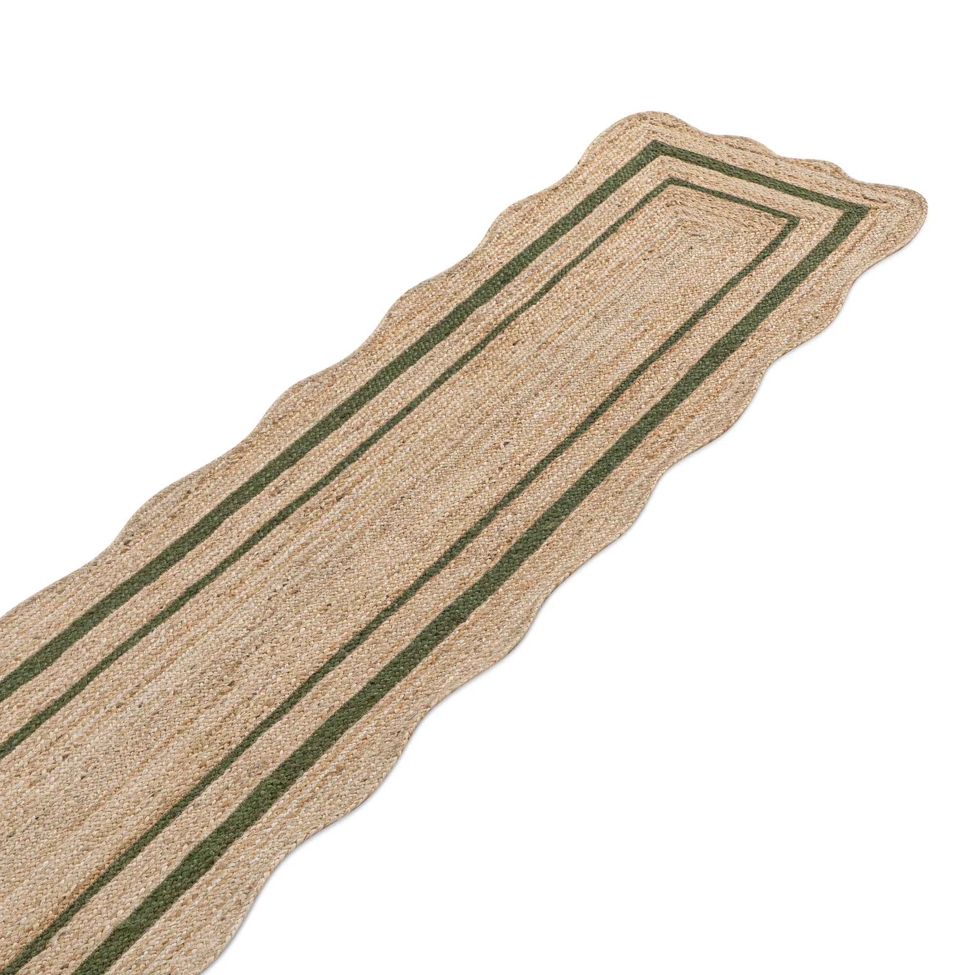 Evie Hand Braided Jute Scallop Green Runner - Image 2