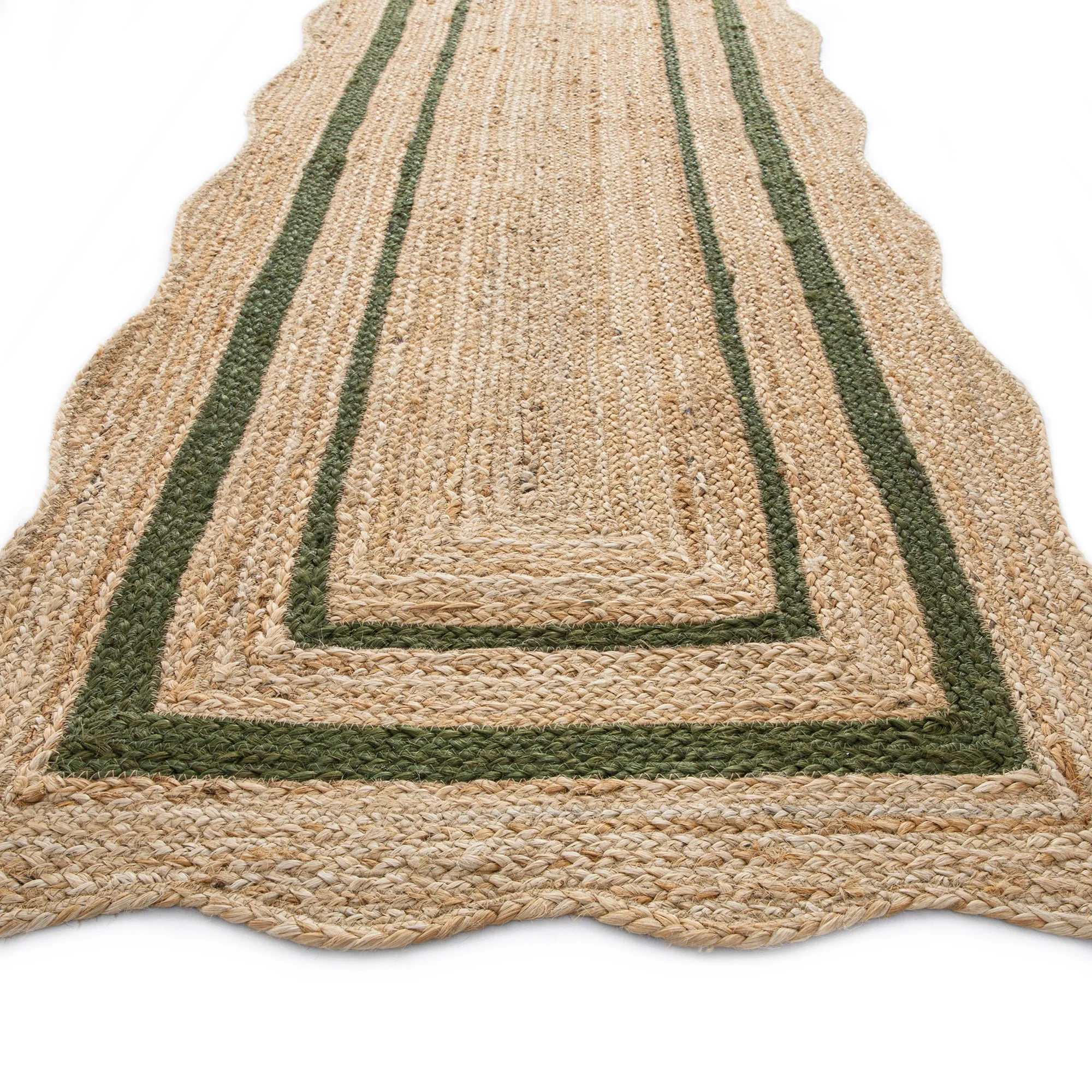 Evie Hand Braided Jute Scallop Green Runner - Image 4