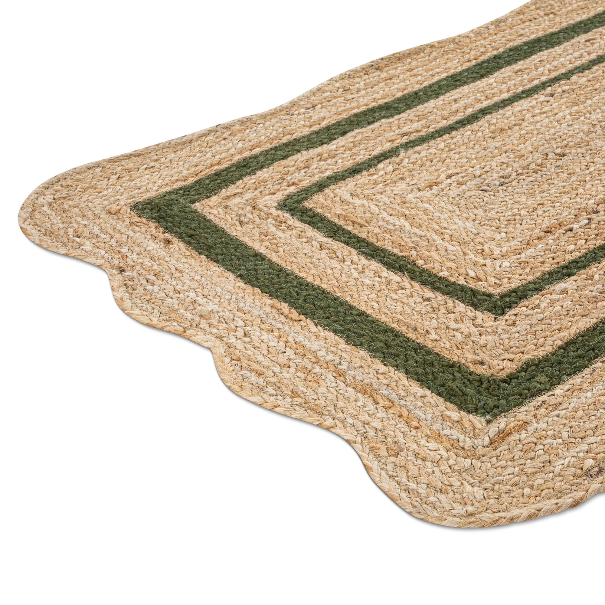 Evie Hand Braided Jute Scallop Green Runner - Image 5