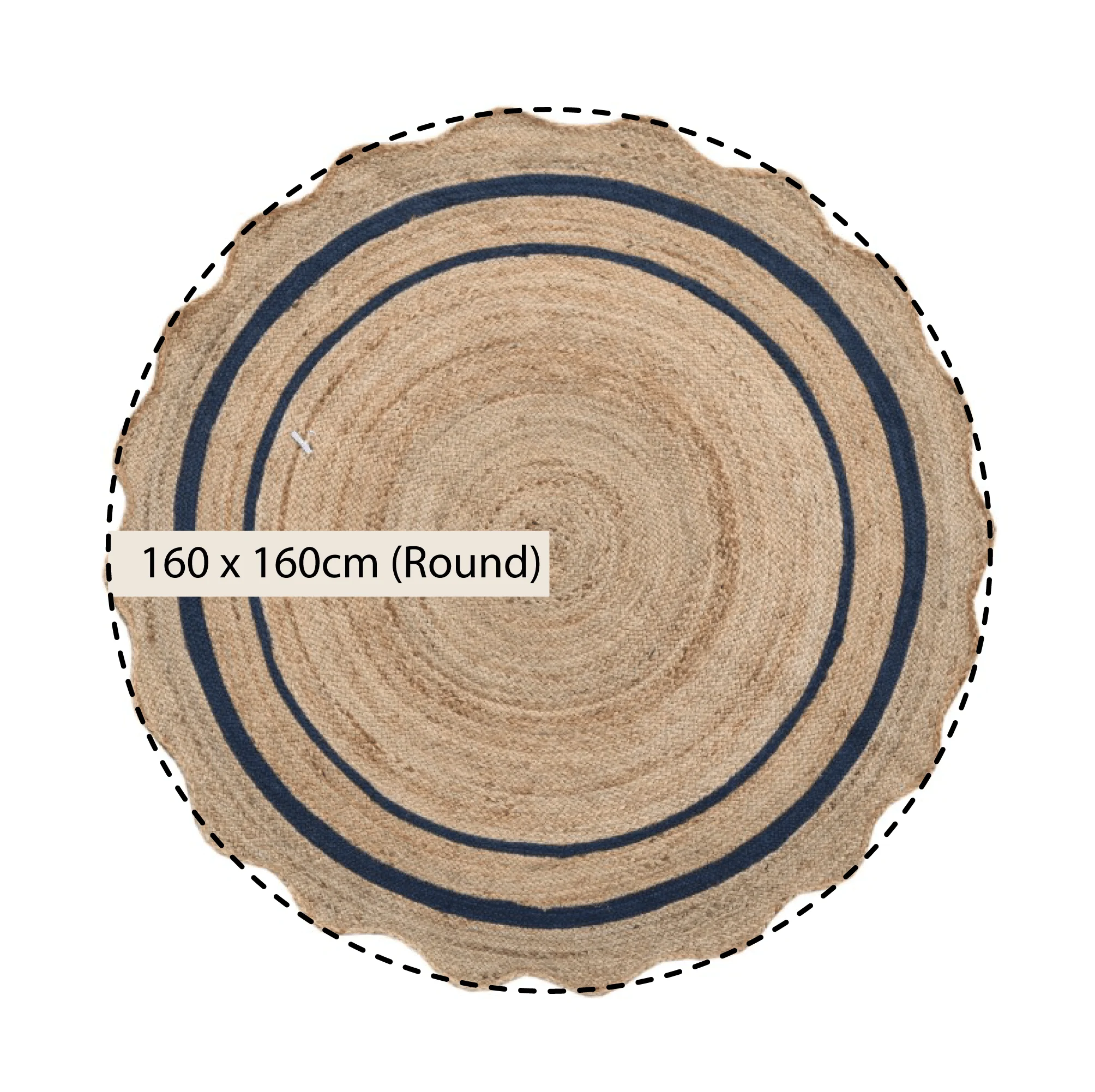 Evie Hand Braided Jute Scallop Navy Blue Round Rug - Image 3