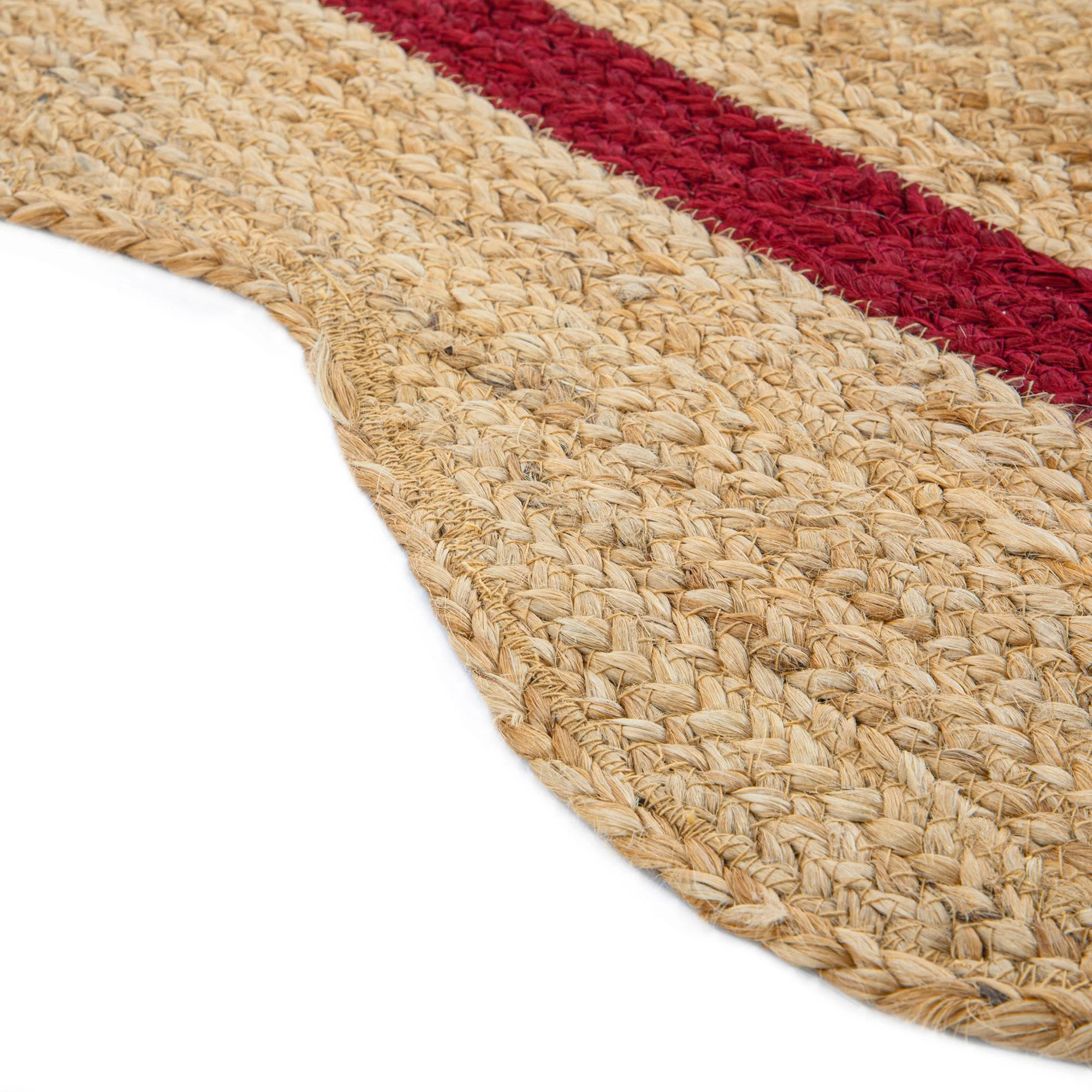 Evie Hand Braided Jute Scallop Scarlet Red Border Rectangular Rug - Image 5