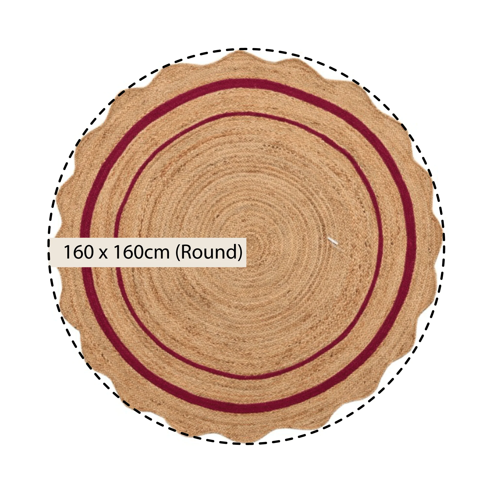 Evie Hand Braided Jute Scallop Scarlet Red Round Rug - Image 3