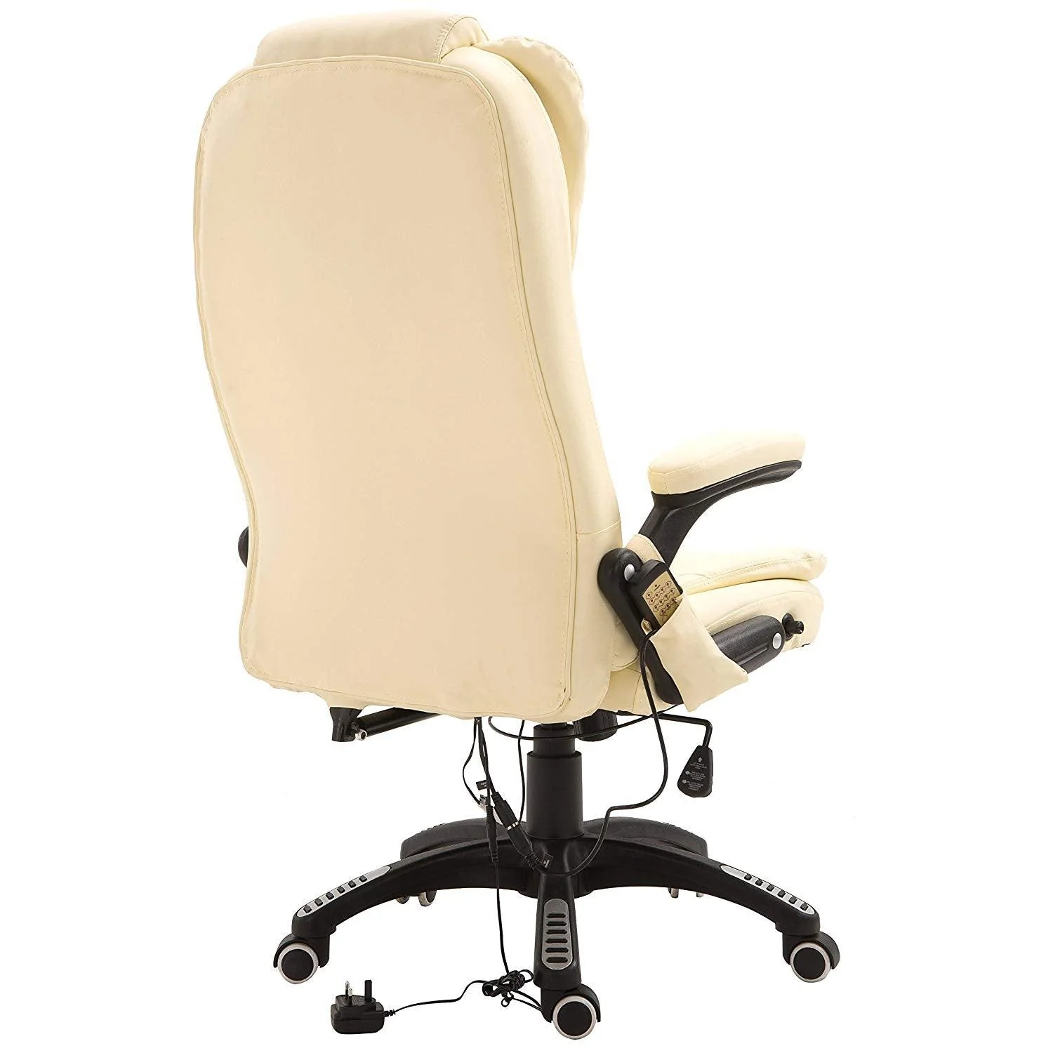 Executive Recline Padded Swivel Office Chair with Vibrating Massage Function, MM17 Cream - Image 5