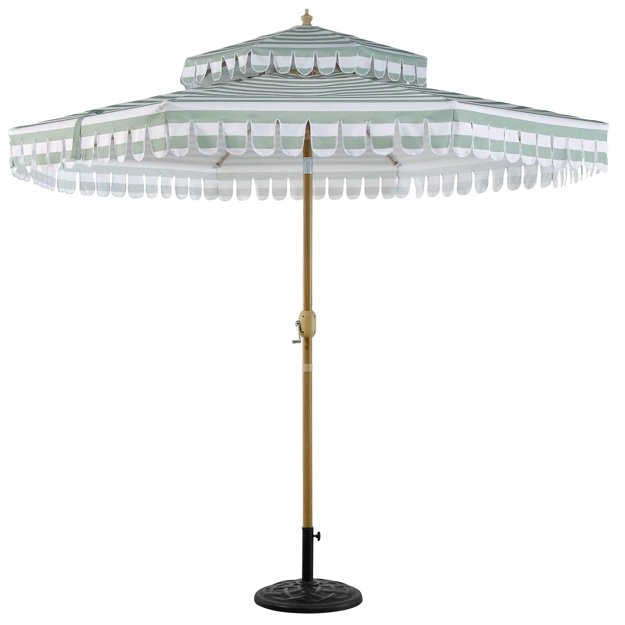 Fabienne Sage Green and White Striped 3M Double Top Crank and Tilt Parasol - Image 3