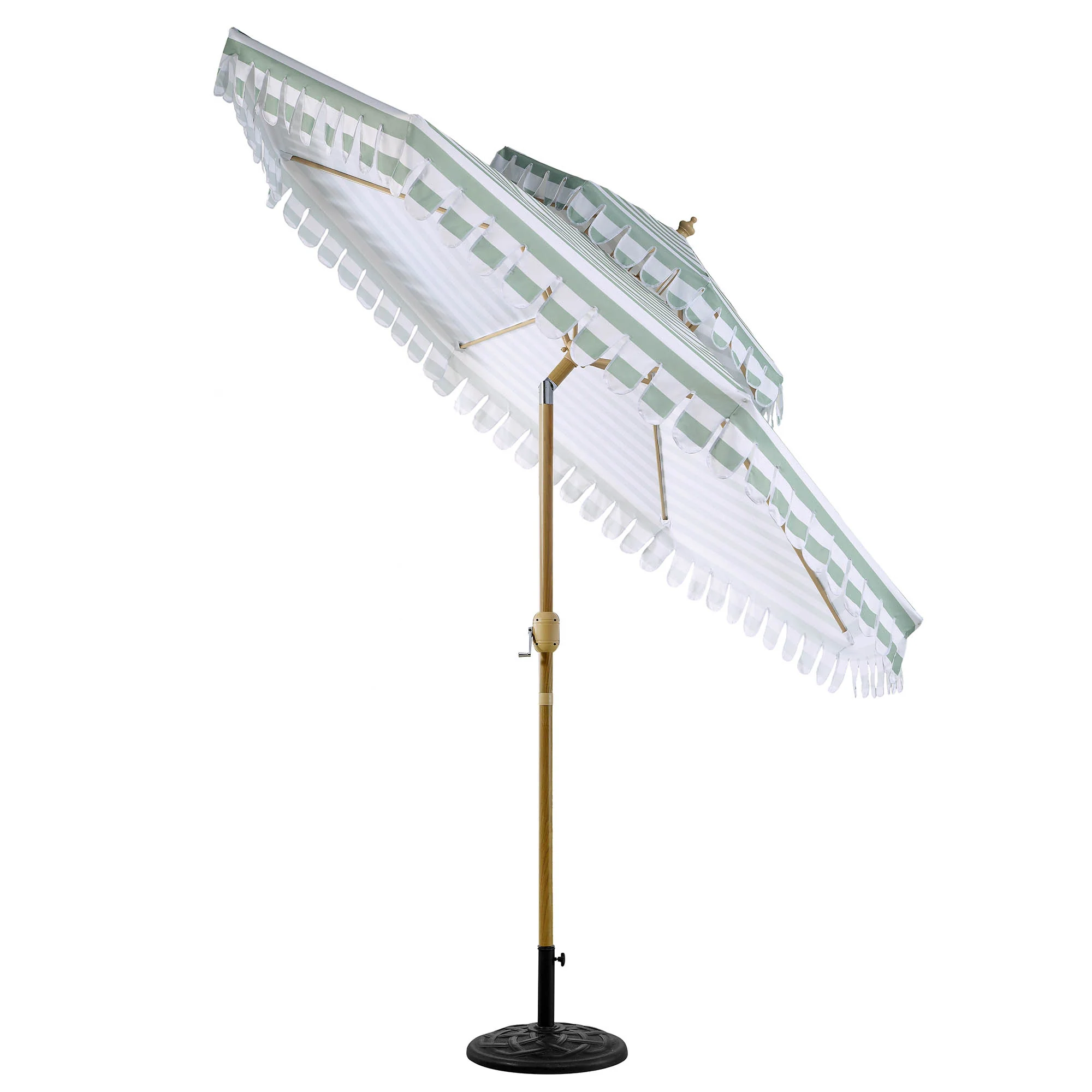 Fabienne Sage Green and White Striped 3M Double Top Crank and Tilt Parasol - Image 4