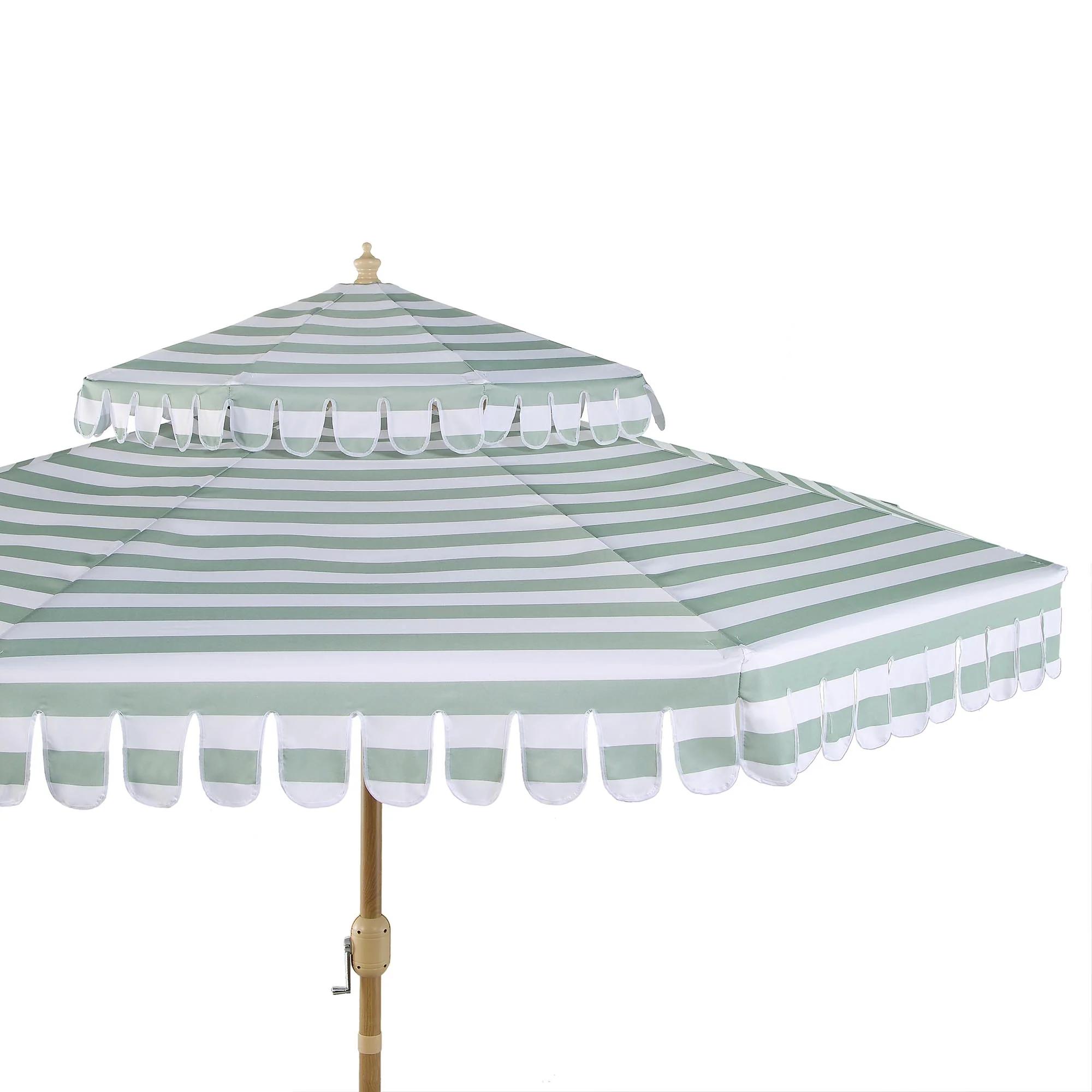 Fabienne Sage Green and White Striped 3M Double Top Crank and Tilt Parasol - Image 9