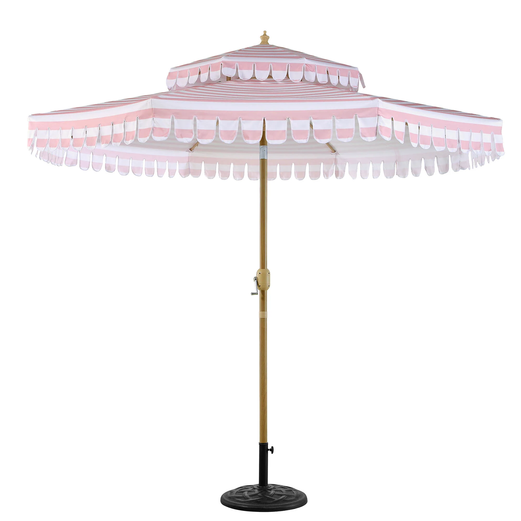 Fabienne Pink and White Striped 3M Double Top Crank and Tilt Parasol - Image 4