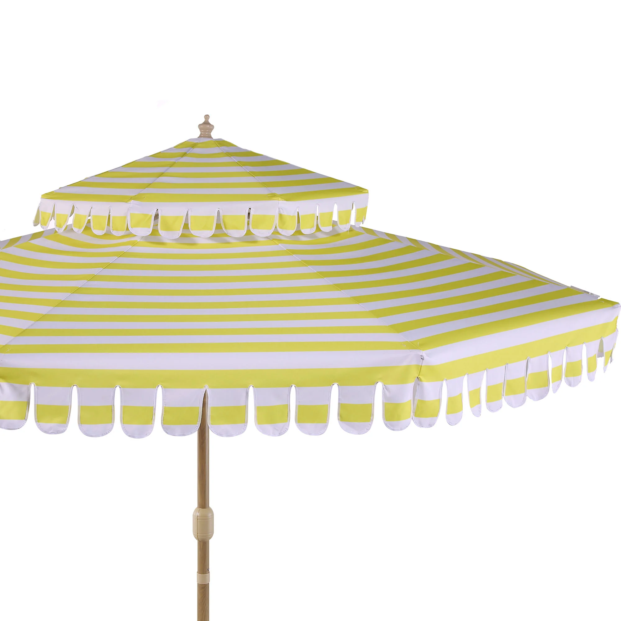 Fabienne Yellow and White Striped 3M Double Top Crank and Tilt Parasol - Image 10