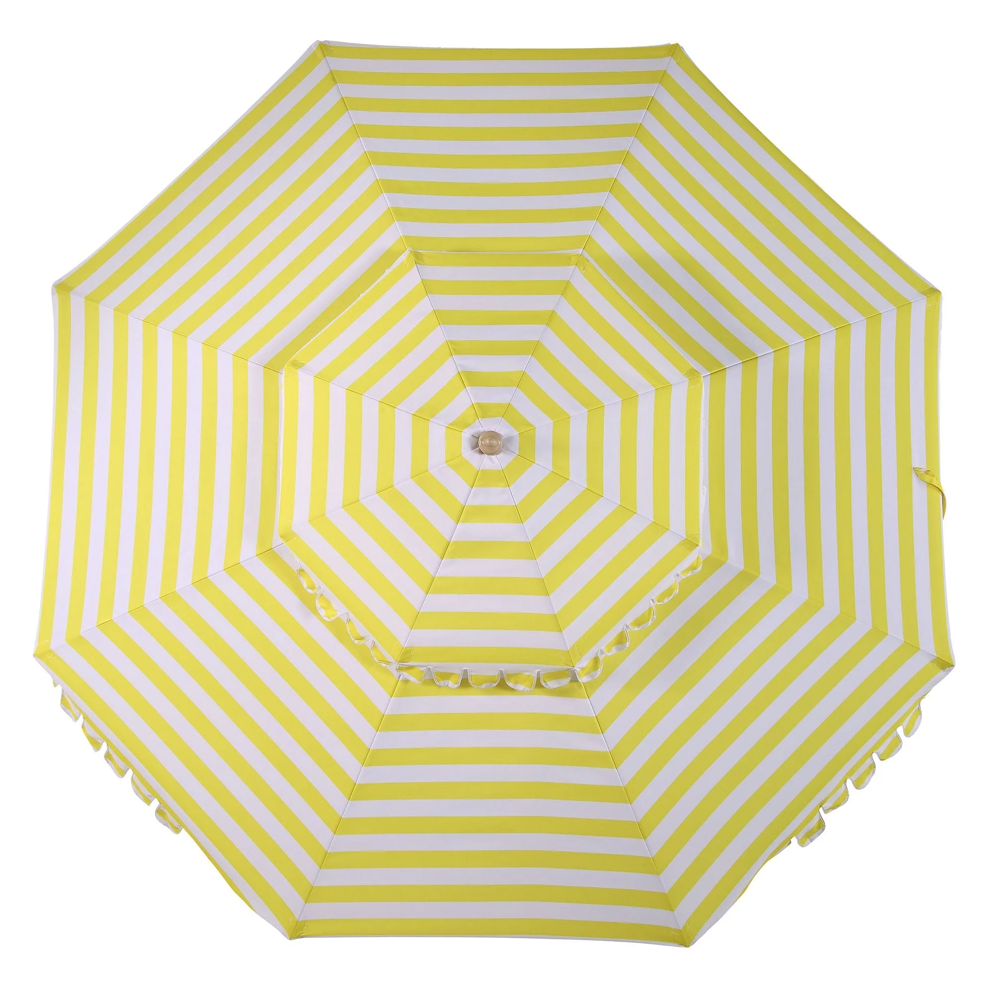 Fabienne Yellow and White Striped 3M Double Top Crank and Tilt Parasol - Image 9