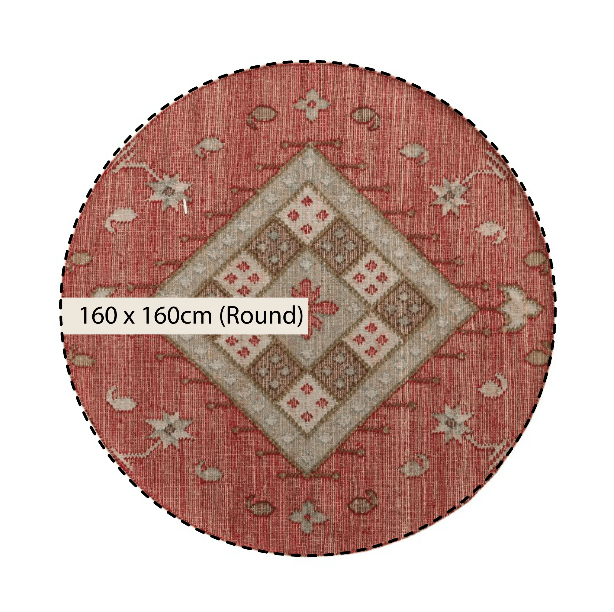 Farah Kilim Traditional Handwoven Wool & Jute Deep Red Round Rug - Image 3