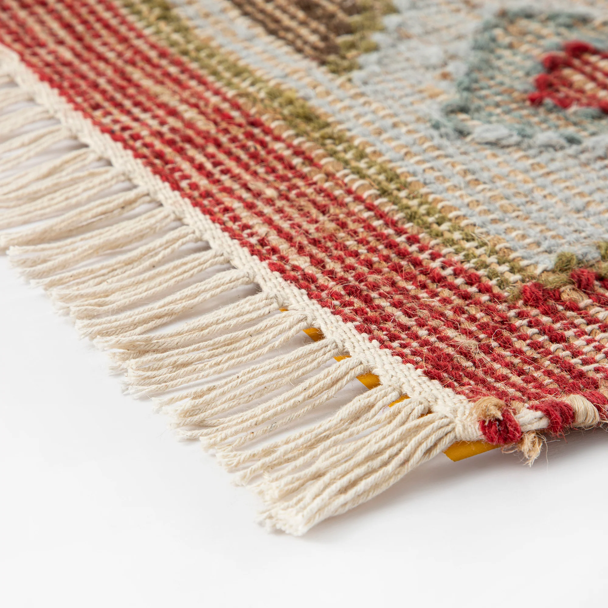 Farah Kilim Traditional Handwoven Wool & Jute Deep Red Rug - Image 9