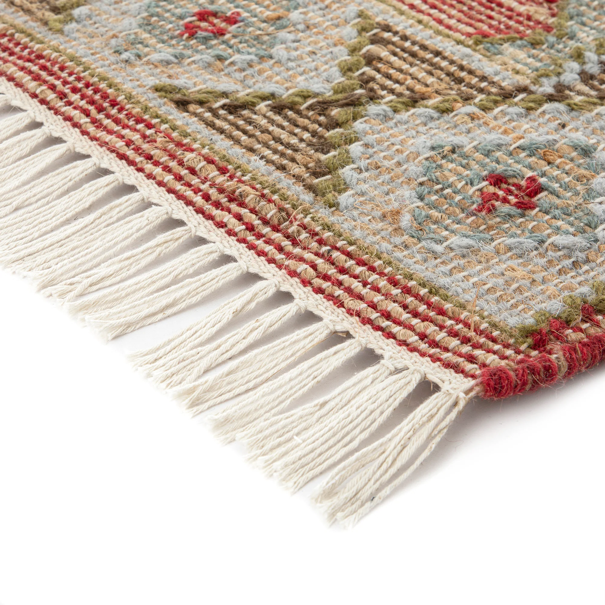 Farah Kilim Traditional Handwoven Wool & Jute Deep Red Runner - Image 6