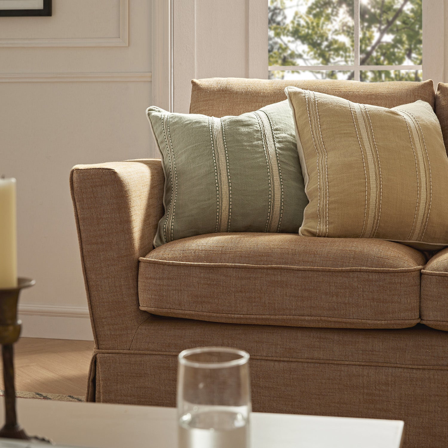 Fitz Skirted 2-Seater Sofa, Apricot Linen Blend - Image 5