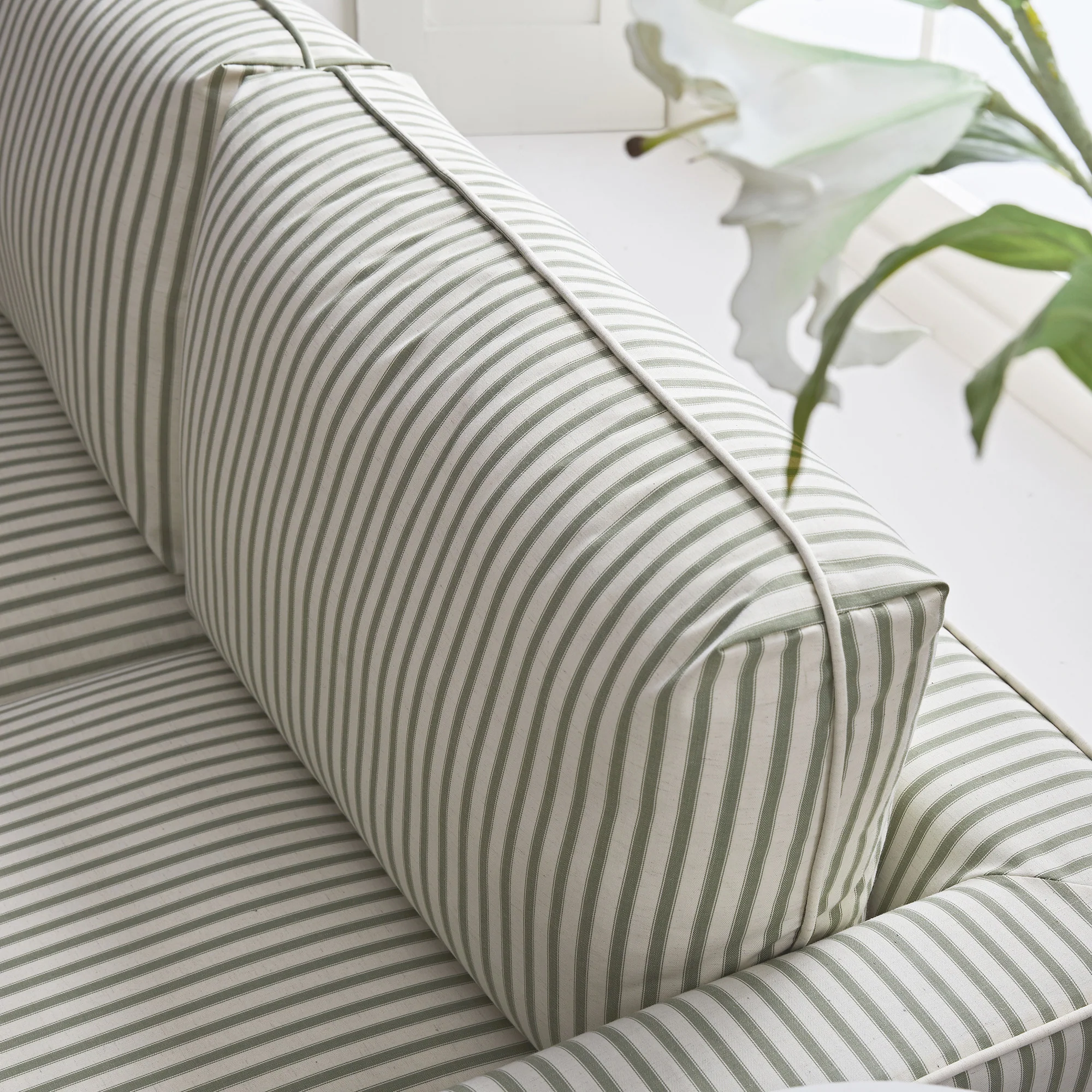 Fitz Skirted 2-Seater Sofa, Sage Striped Linen Blend - Image 5