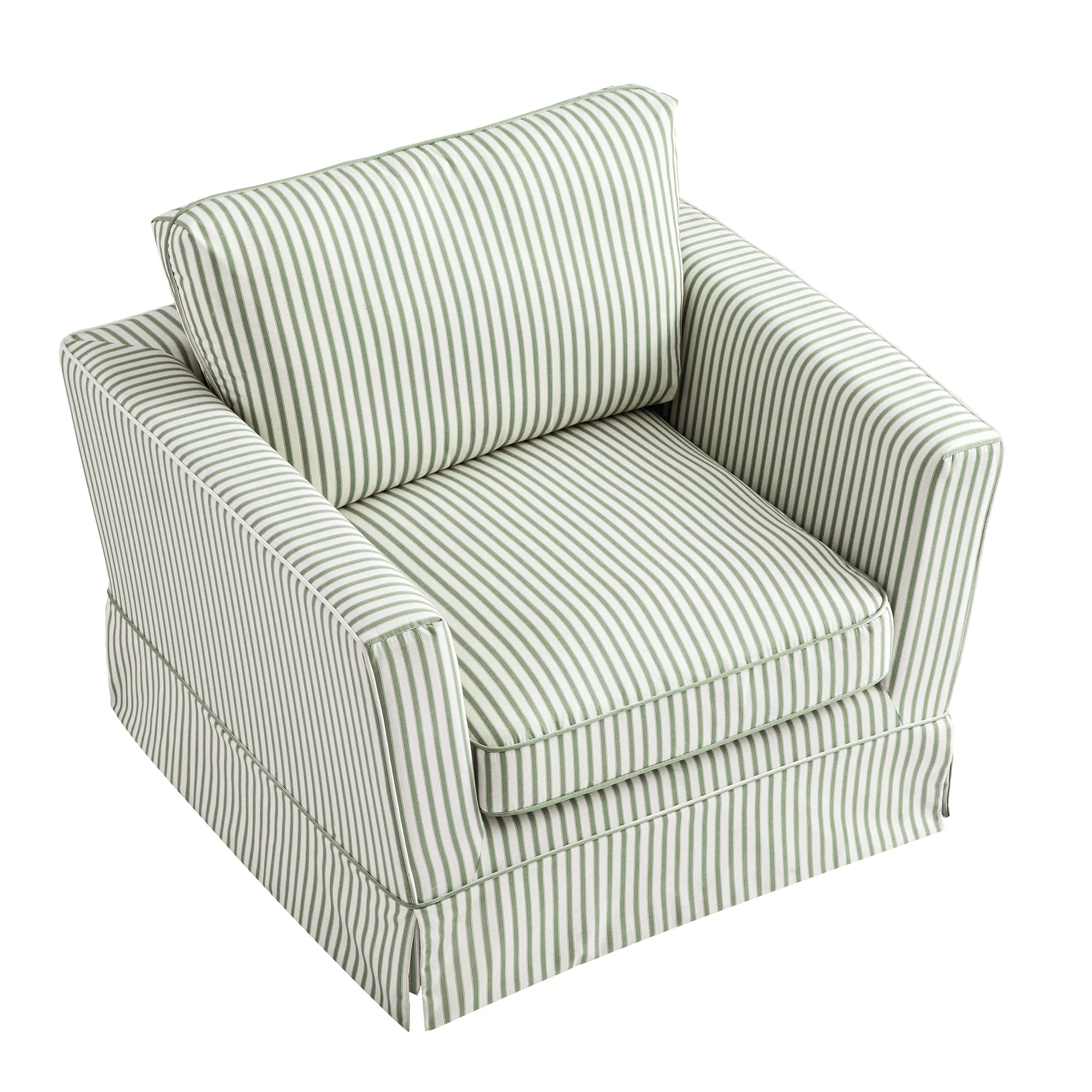 Fitz Skirted Armchair, Sage Striped Linen Blend - Image 11