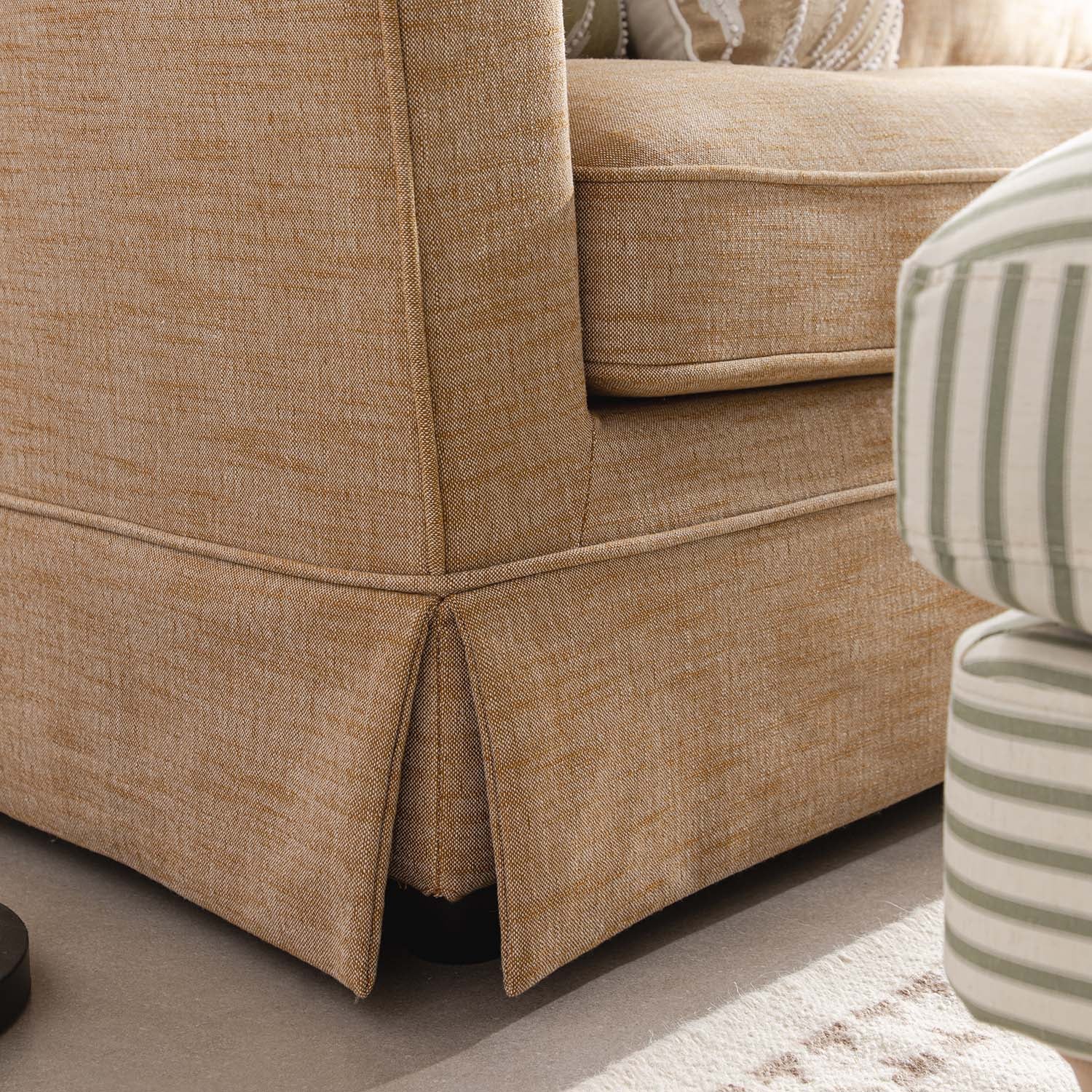 Fitz Skirted Large 3-Seater Sofa, Apricot Linen Blend - Image 6