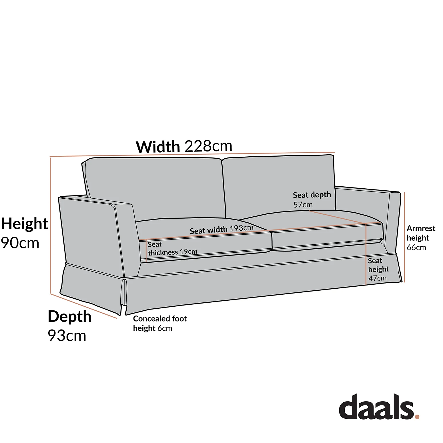 Fitz Skirted Large 3-Seater Sofa, Apricot Linen Blend - Image 9