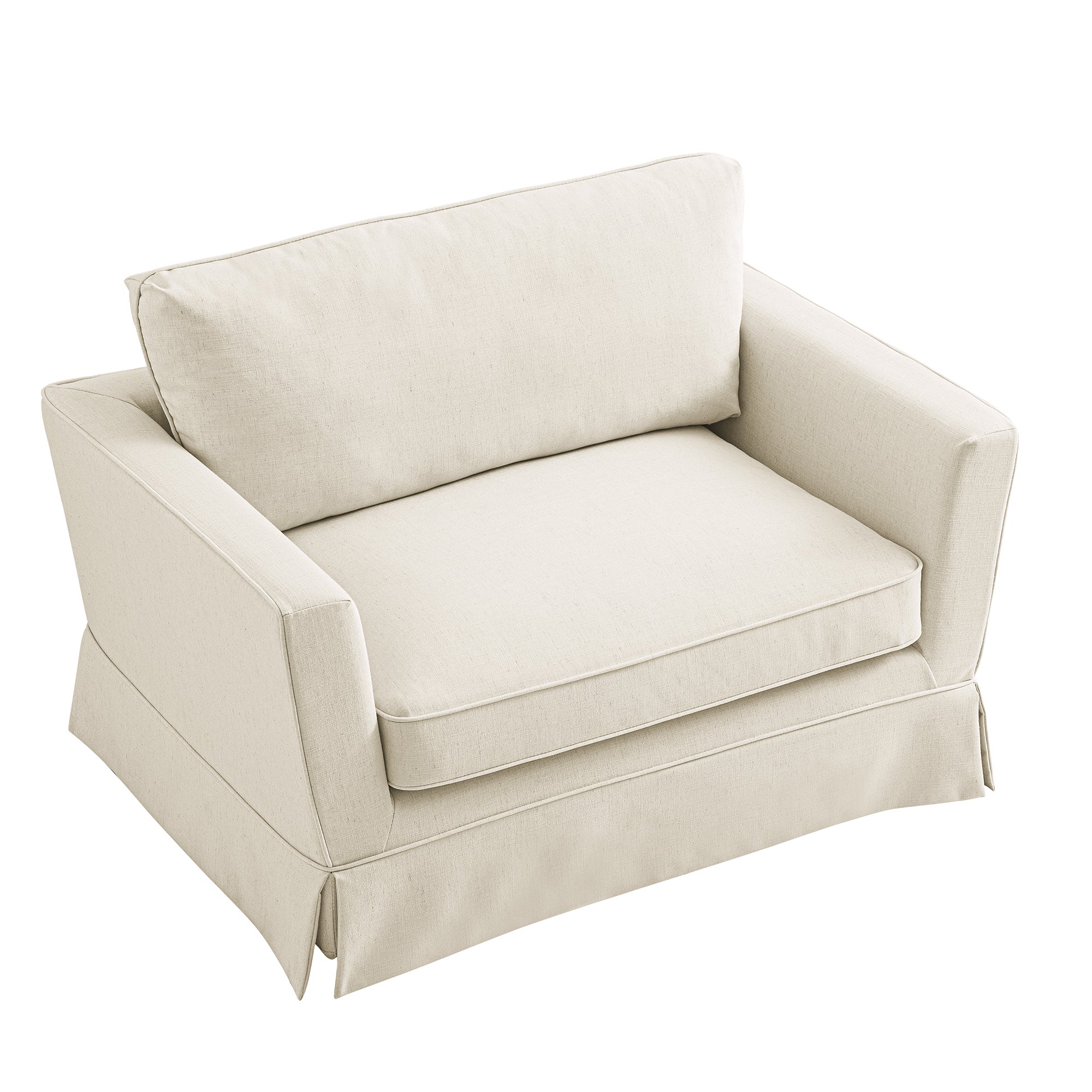 Fitz Skirted Loveseat, Oatmeal Linen Blend - Image 9