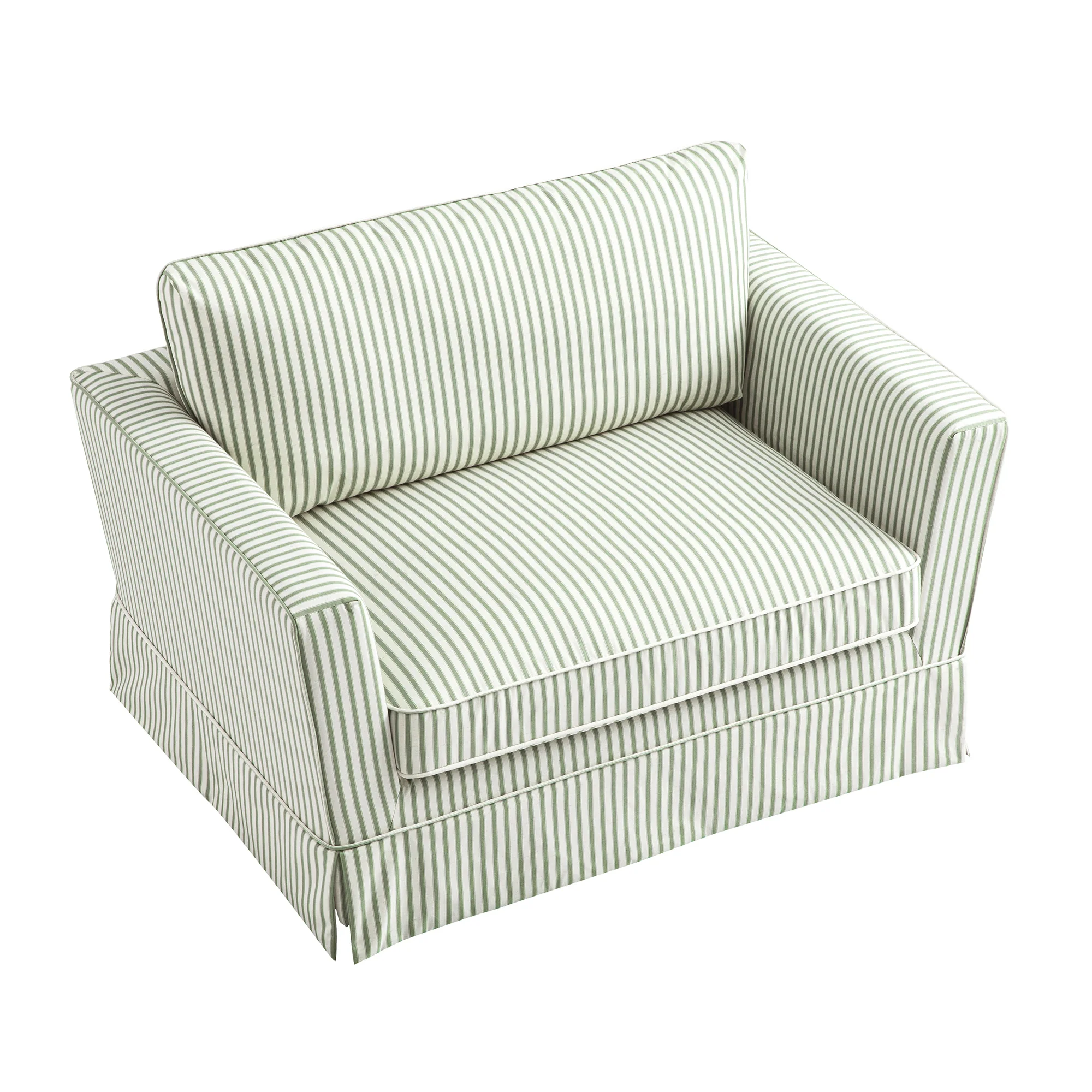 Fitz Skirted Loveseat, Sage Striped Linen Blend - Image 11