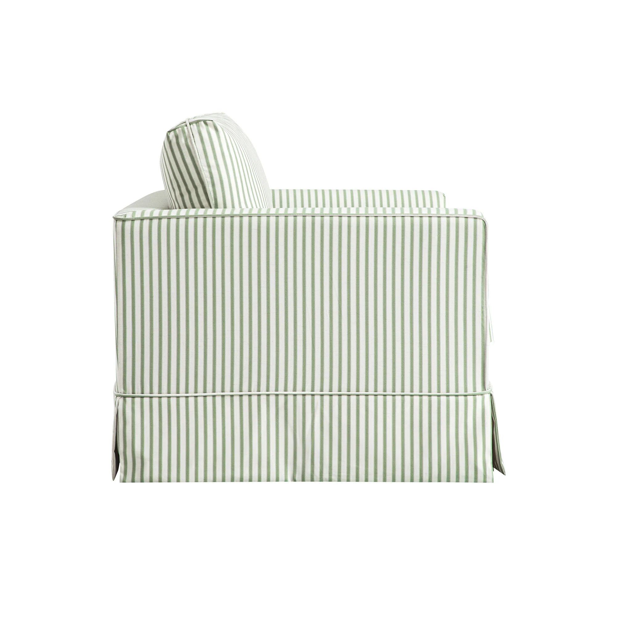 Fitz Skirted Loveseat, Sage Striped Linen Blend - Image 12