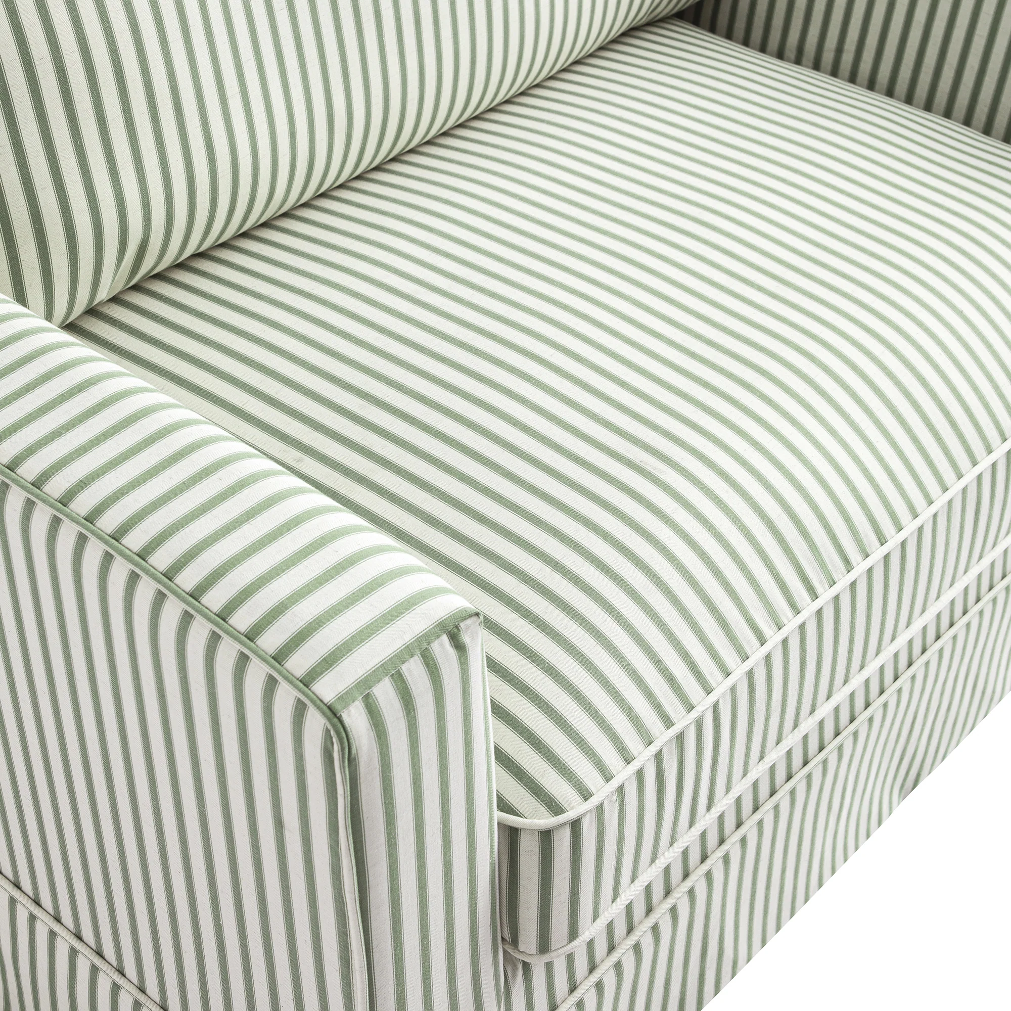 Fitz Skirted Loveseat, Sage Striped Linen Blend - Image 16