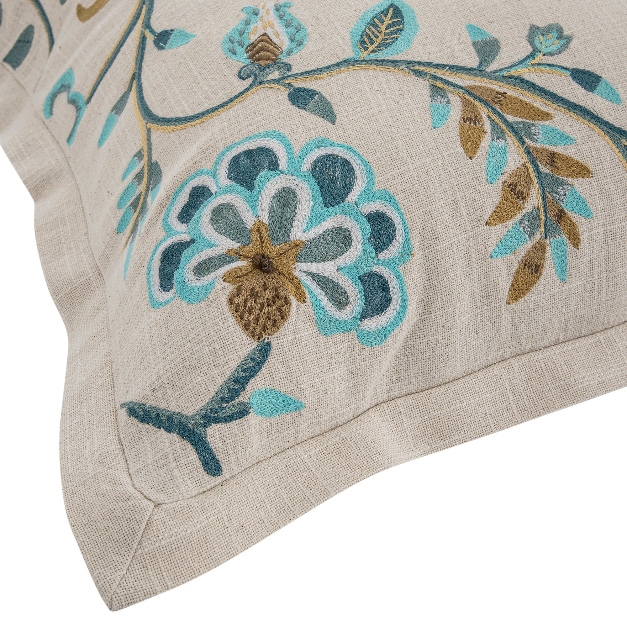 Flora & Fauna Hand Embroidered Azure Fantasy Cushion - Image 7