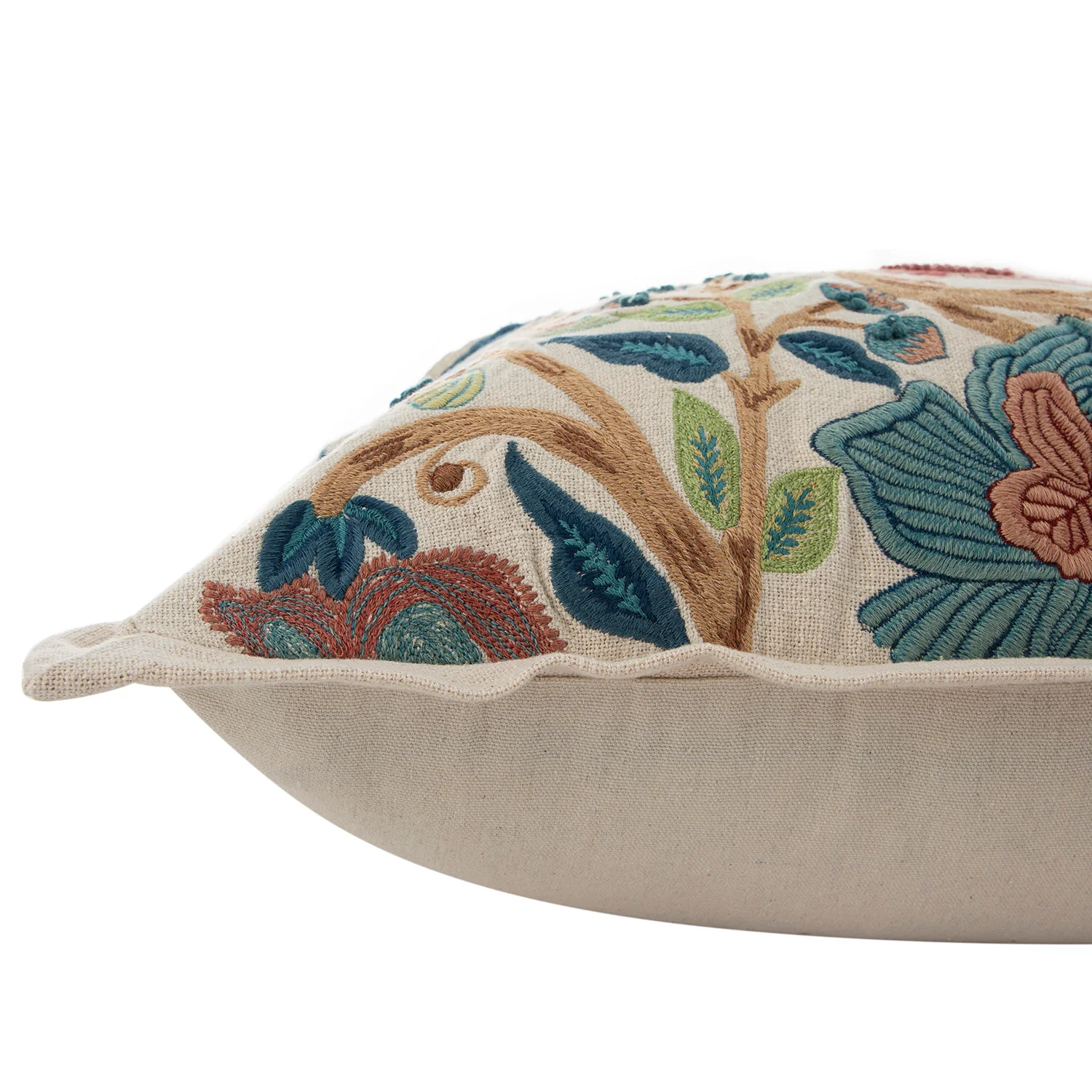 Flora & Fauna Hand Embroidered Birds Of Paradise Cushion - Image 2