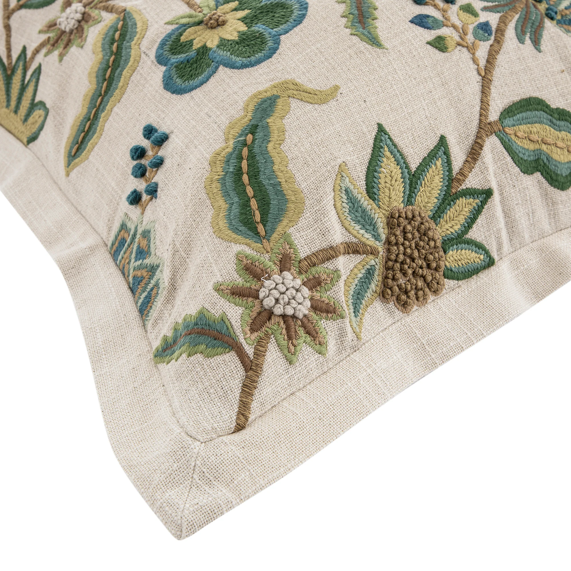 Flora & Fauna Hand Embroidered Jacobean Oasis Cushion - Image 5