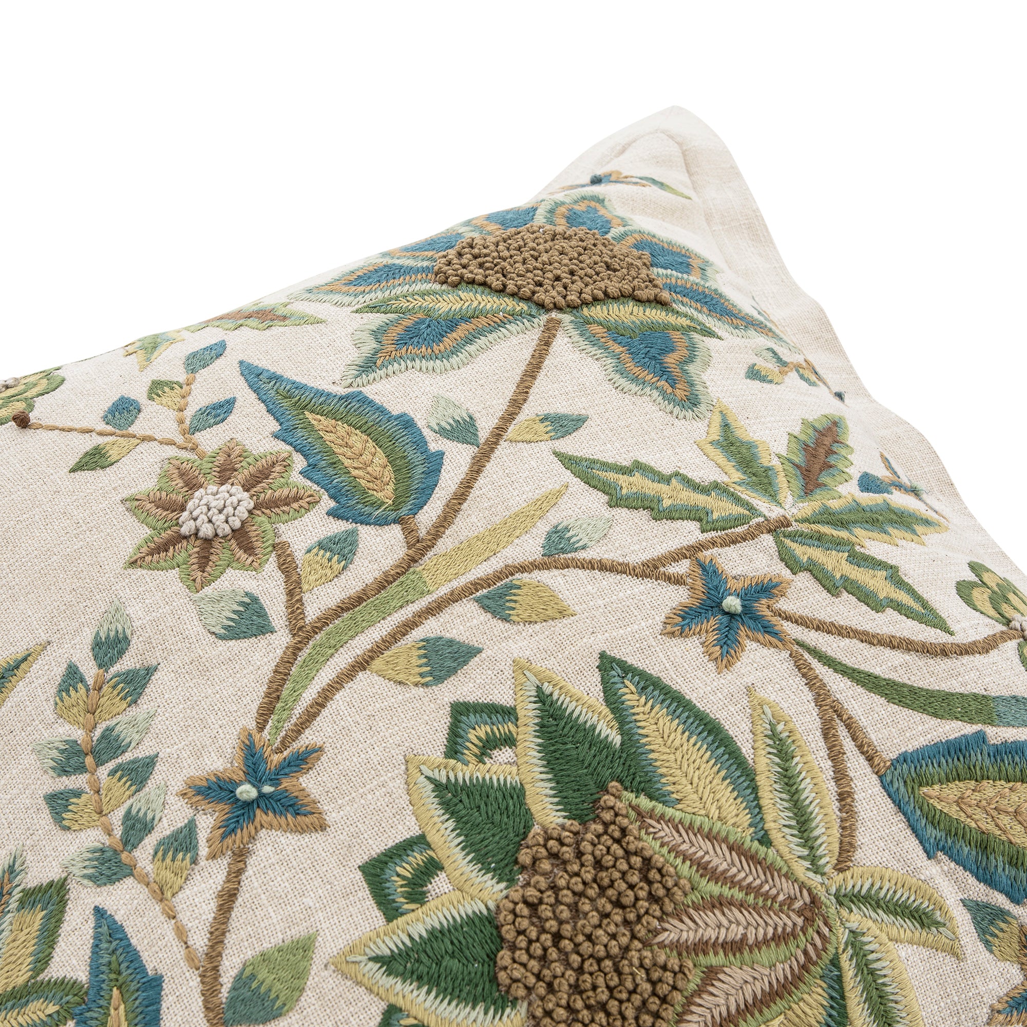 Flora & Fauna Hand Embroidered Jacobean Paradise Cushion - Image 2