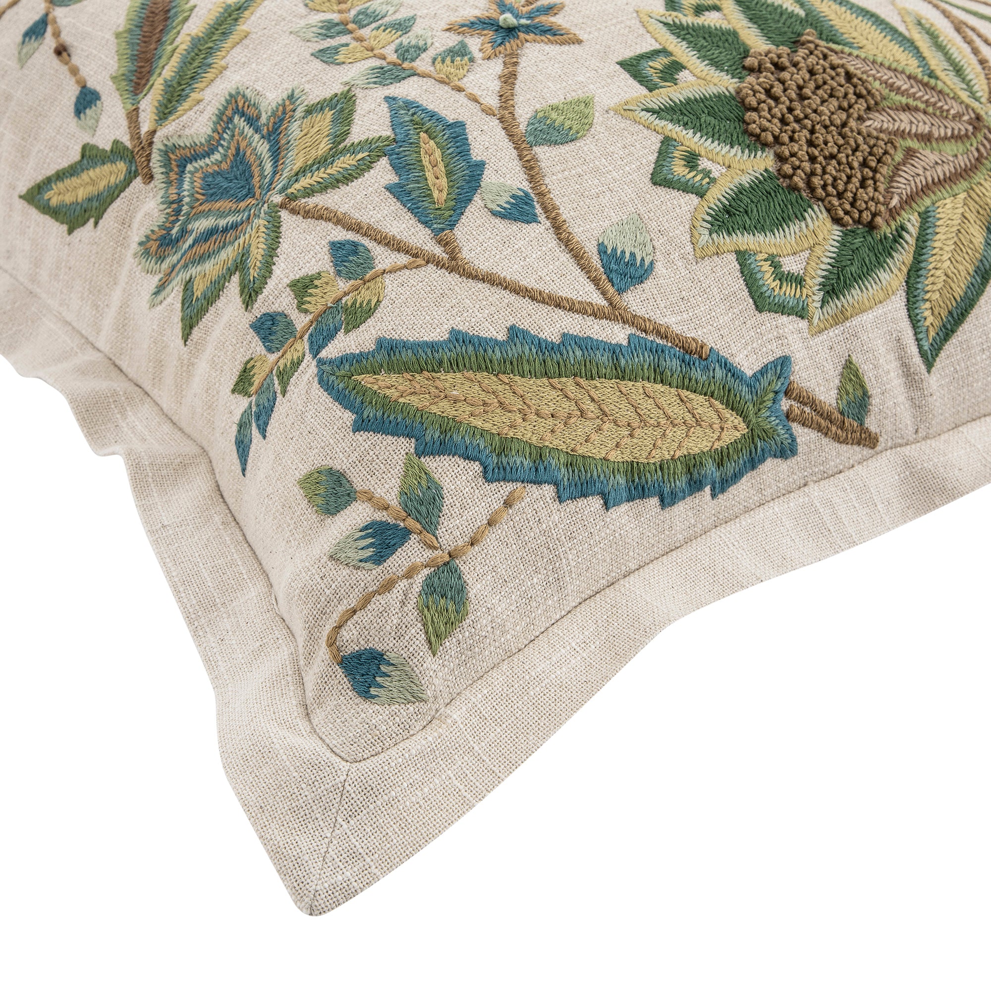 Flora & Fauna Hand Embroidered Jacobean Paradise Cushion - Image 3