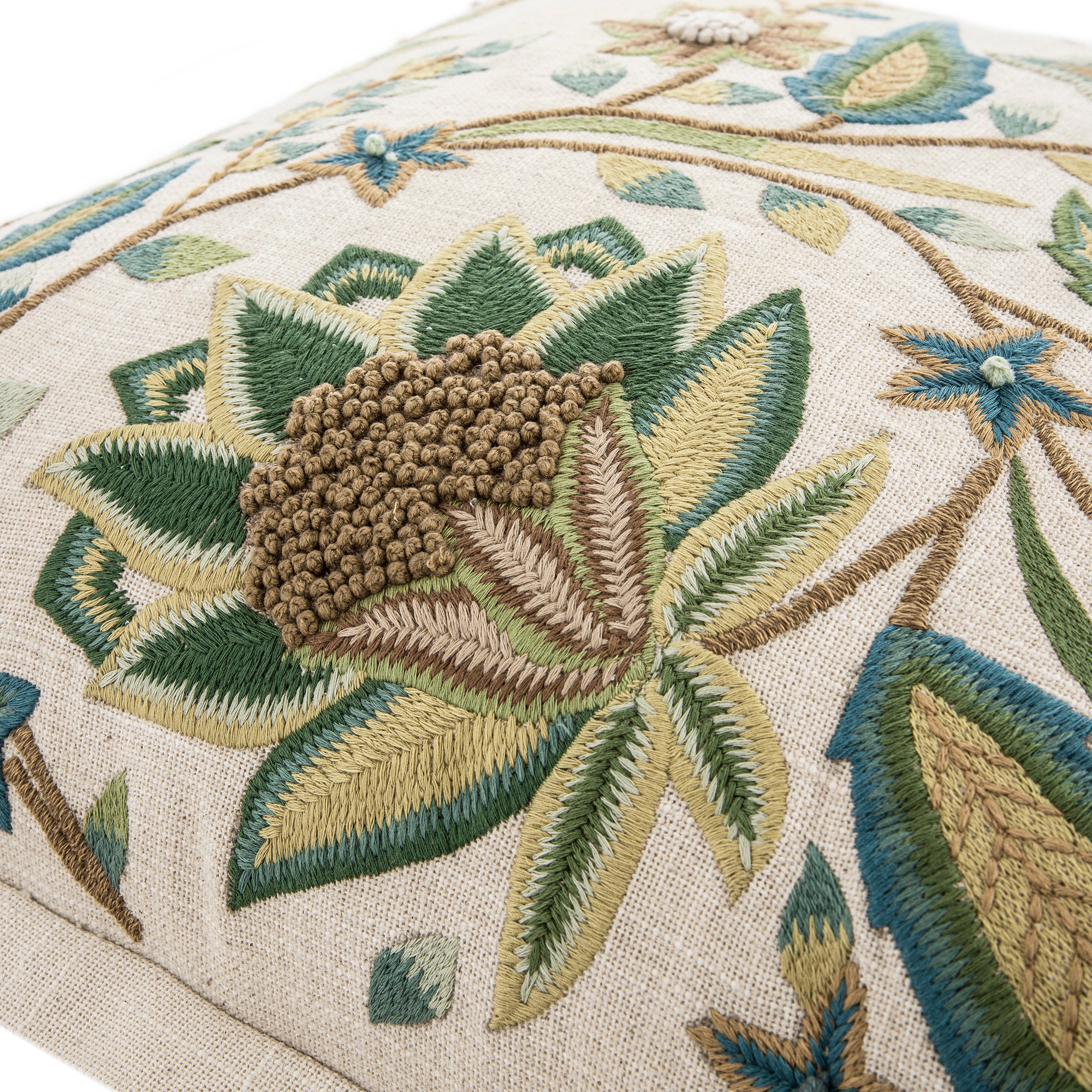 Flora & Fauna Hand Embroidered Jacobean Paradise Cushion - Image 4